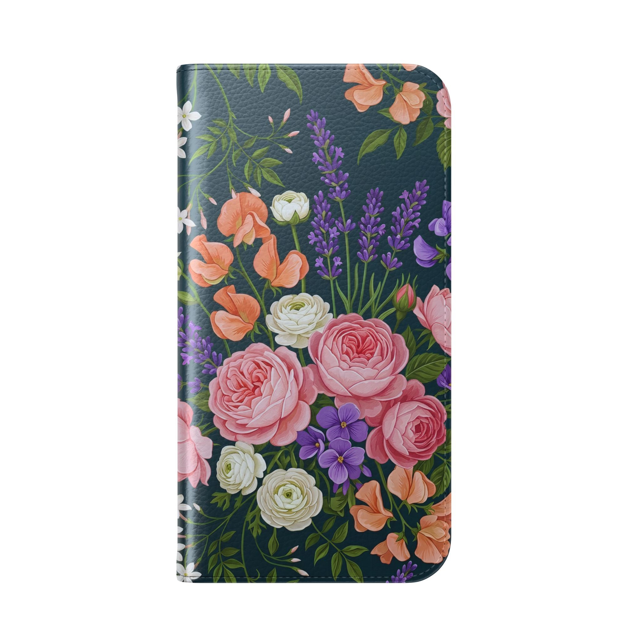Floral Flip Phone Case -Wallet Cover with Card Slots