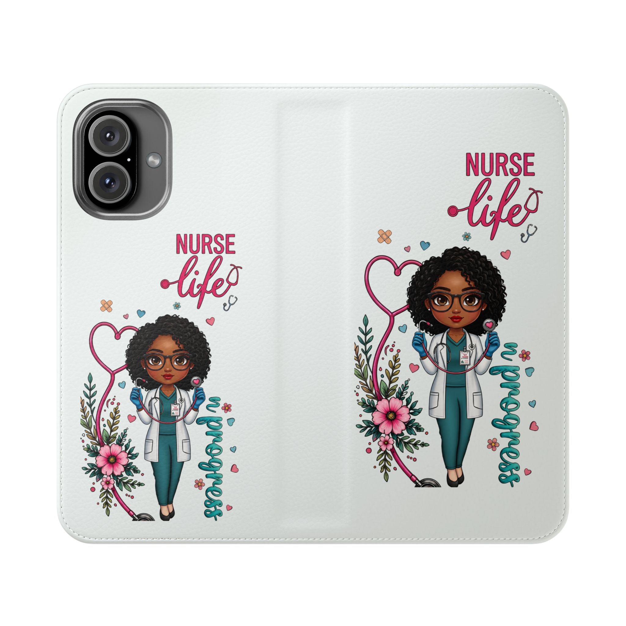 Nurse Life Floral Flip Phone Case - Medical RN Wallet Cover