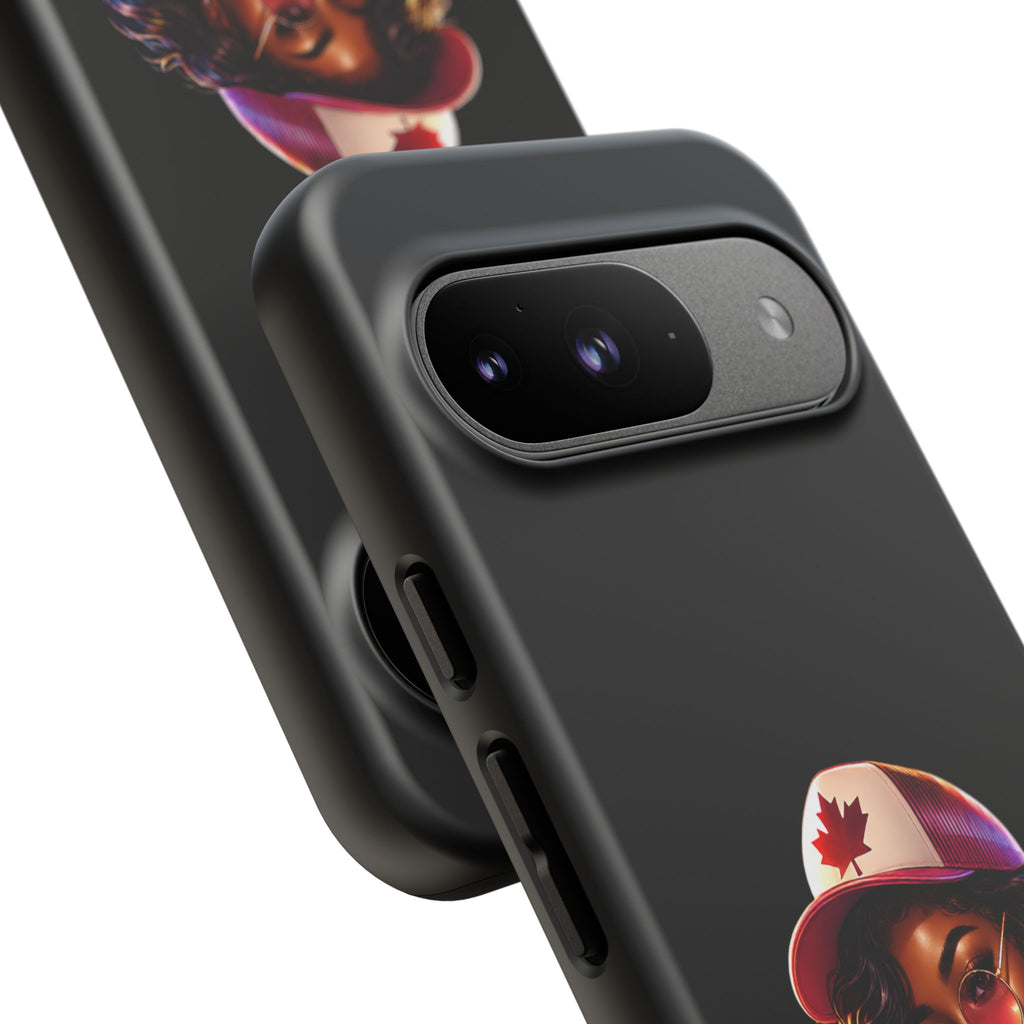 Canadian Vibes Phone Case — Afrobeat Girl with Headphones & Passport Design