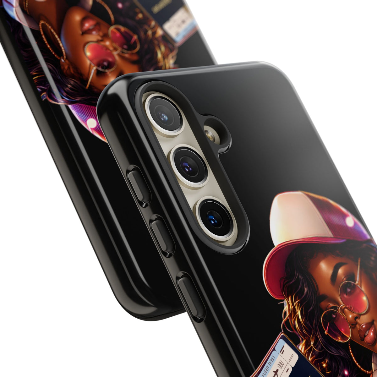Tough Case – Stylized Urban Girl Phone Case with Headphones & Passport