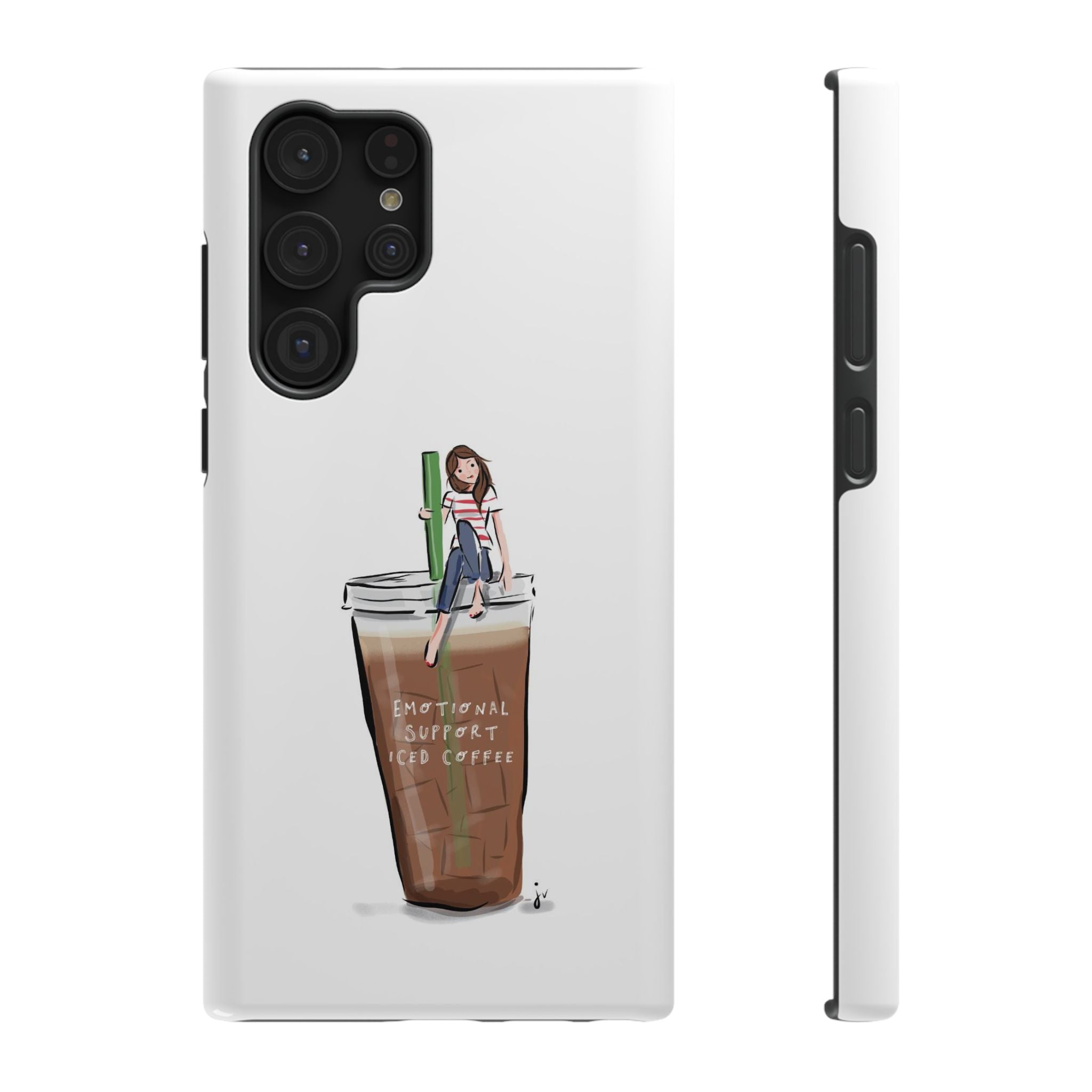 Iced Coffee & Me Phone Case — Cute Illustration 'Emotional Support Iced Coffee' Impact-Resistant Case