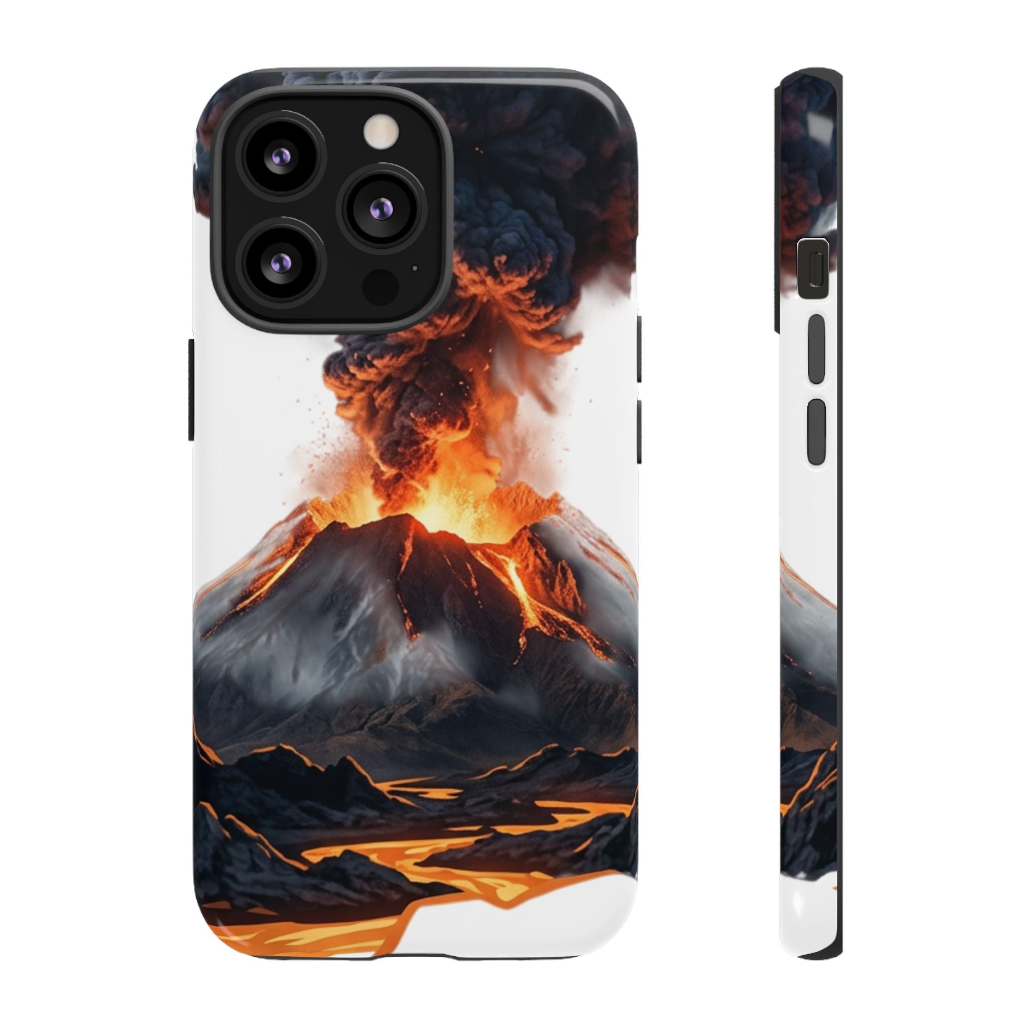 Volcano Eruption Tough Phone Case — Fiery Lava Protective Cover