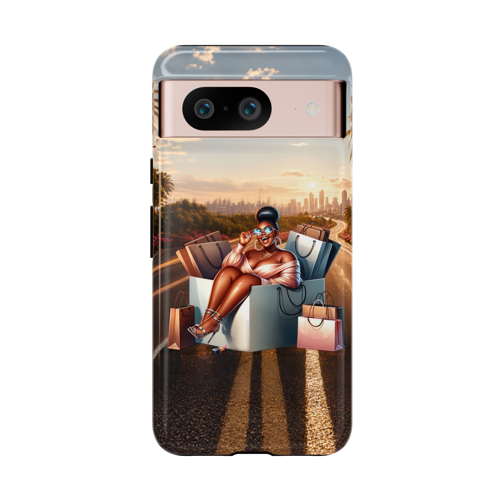 Phone Case — Chic Shopper Illustration on Cloud Background