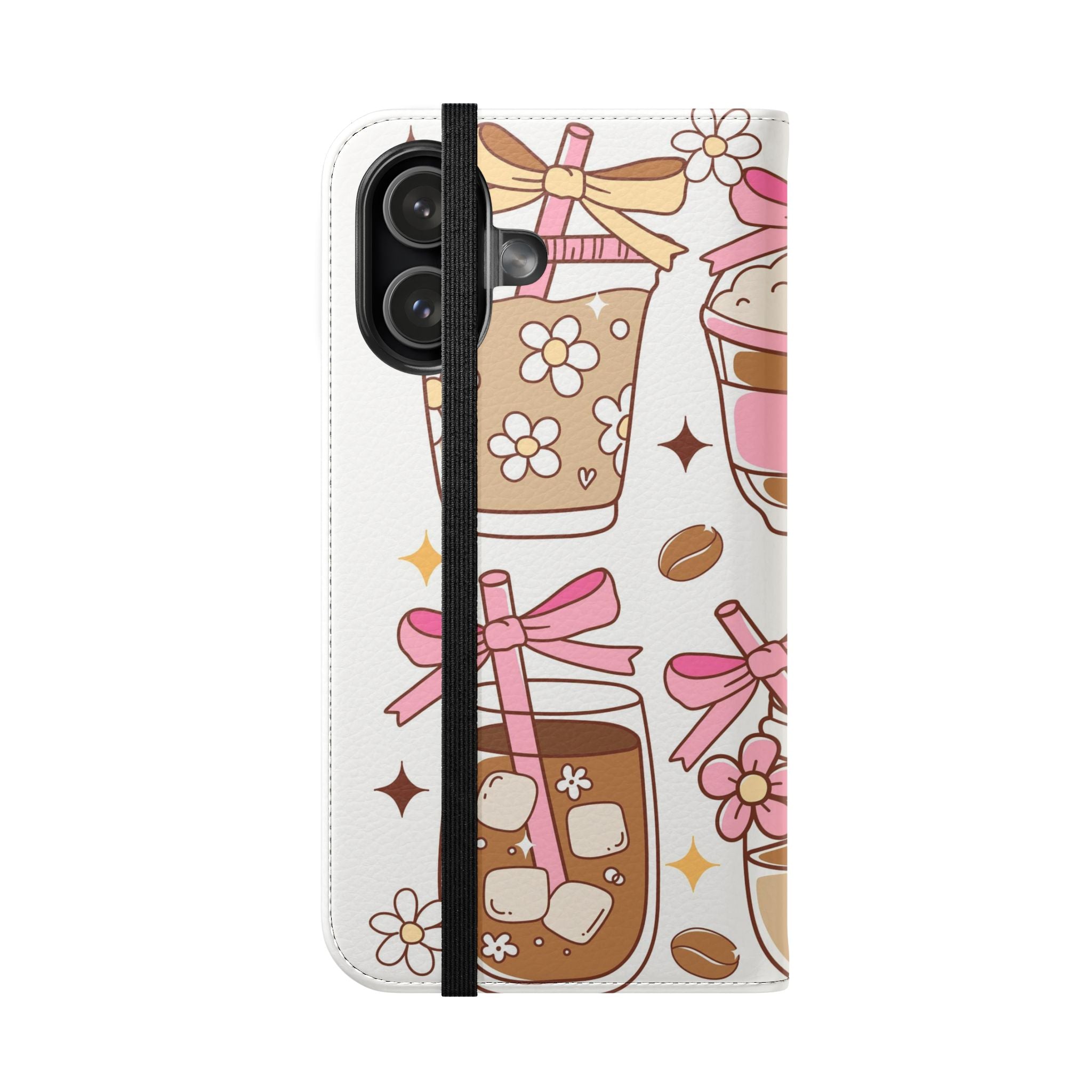 Cute Coffee & Latte Flip Phone Case – Cozy Boba & Dessert Wallet Cover