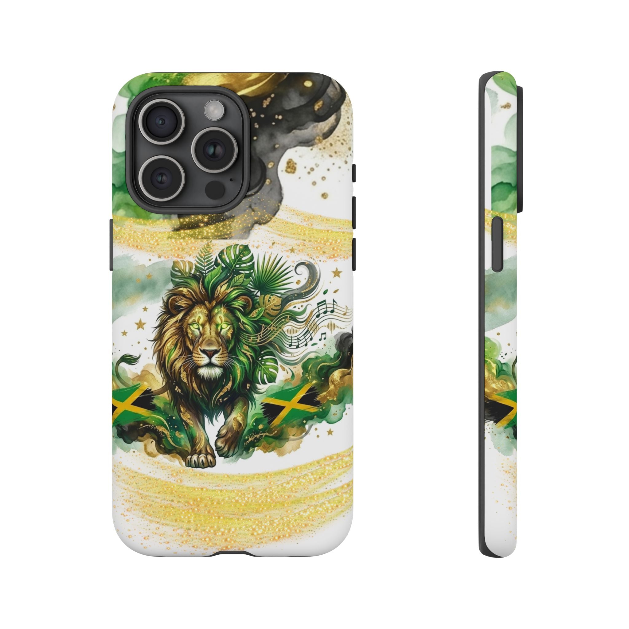 Reggae Lion Phone Case — Jamaican Flag Rasta Art Tough Phone Cover