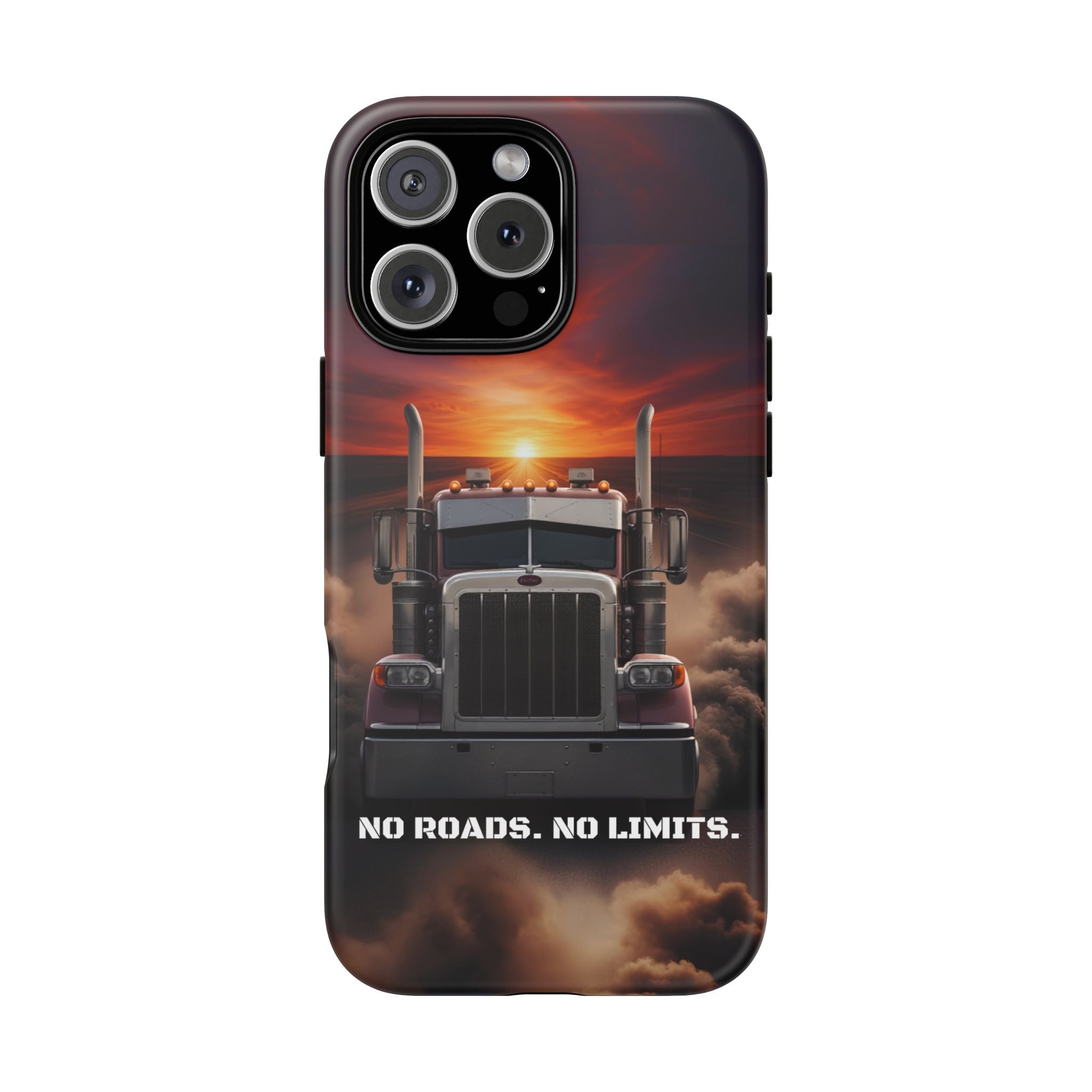 Truck Phone Case — "No Roads. No Limits." Sunset Semi Truck Protective Case