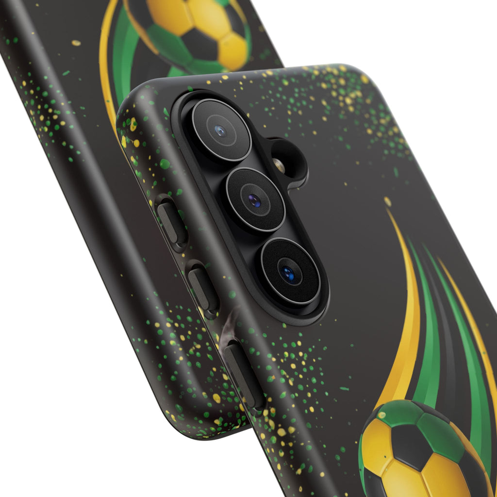 Soccer Comet Tough Phone Case – Green & Yellow Football Design