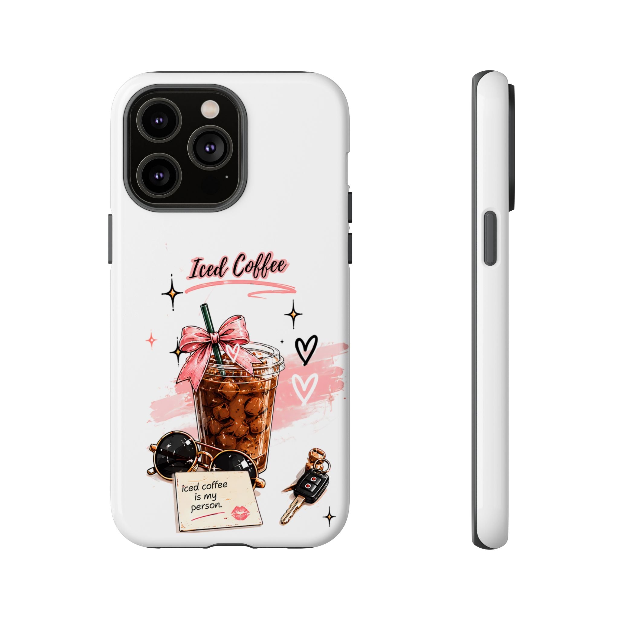 Iced Coffee Phone Case – Cute Pink Boba Design ("Iced coffee is my person")