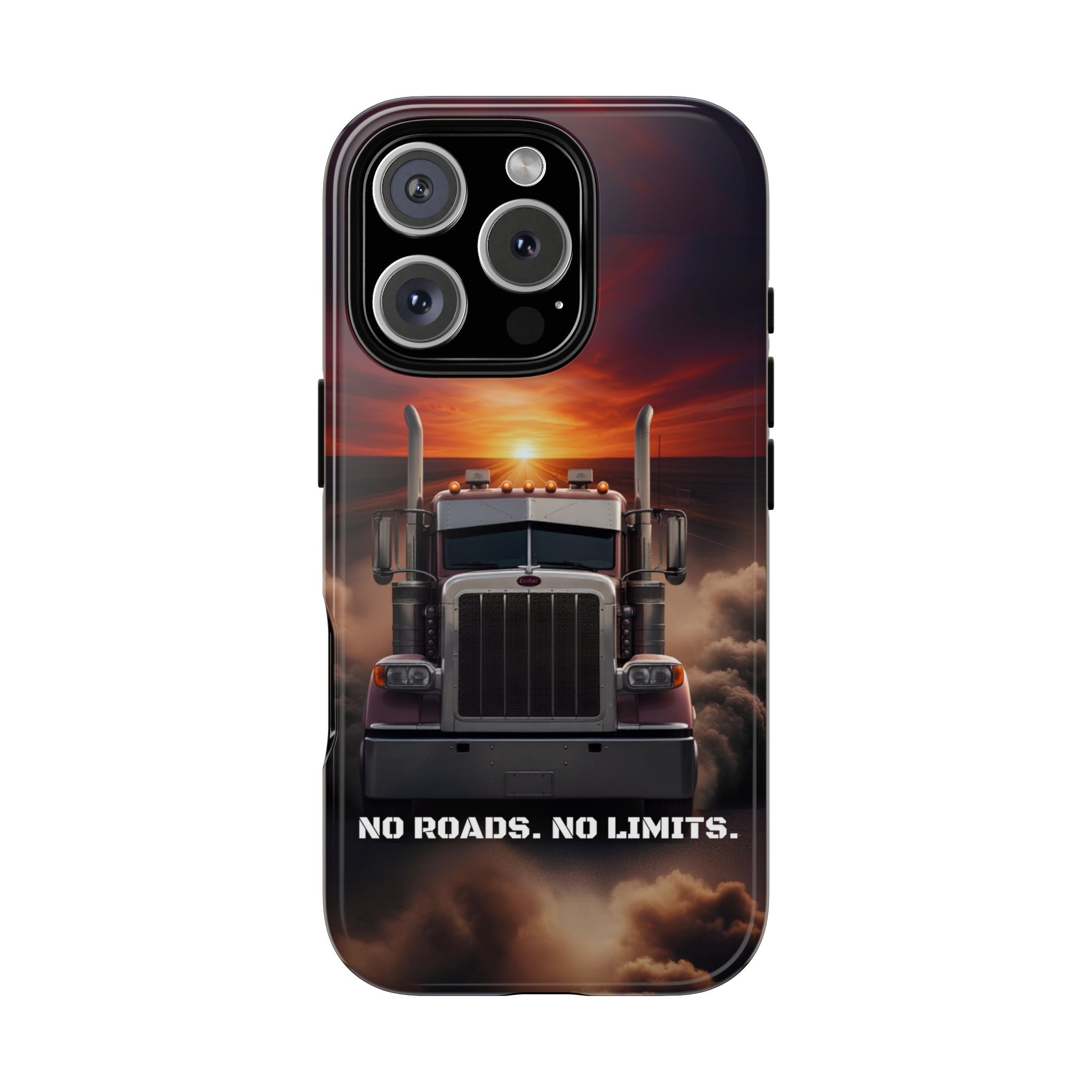 Truck Phone Case — "No Roads. No Limits." Sunset Semi Truck Protective Case