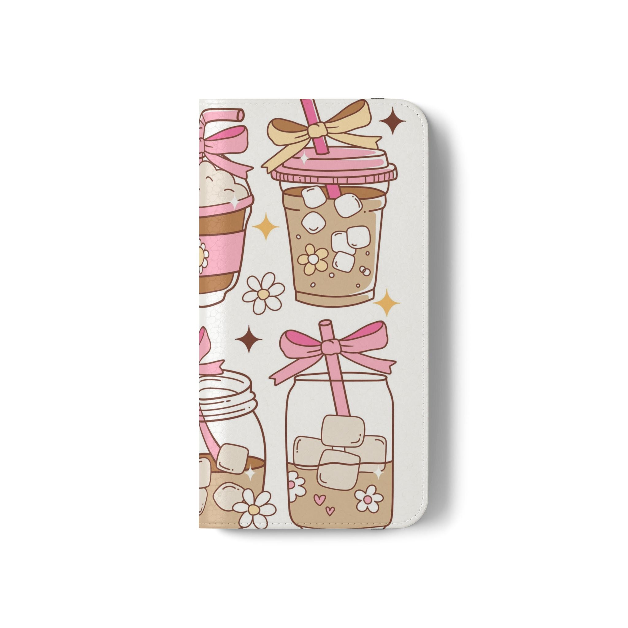 Cute Coffee & Latte Flip Phone Case – Cozy Boba & Dessert Wallet Cover