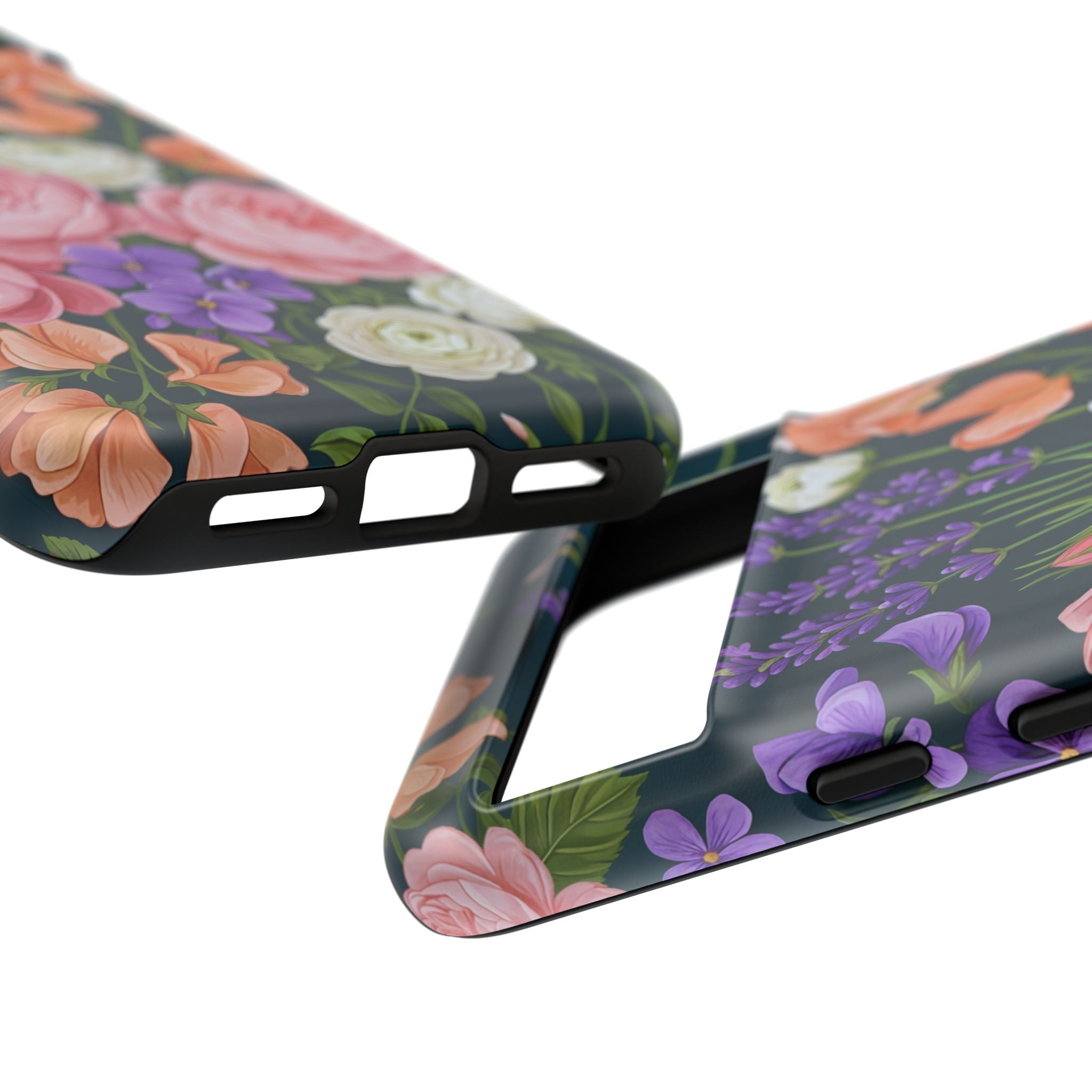 Floral Bouquet Phone Case — Vintage Roses & Lavender Protective Cover