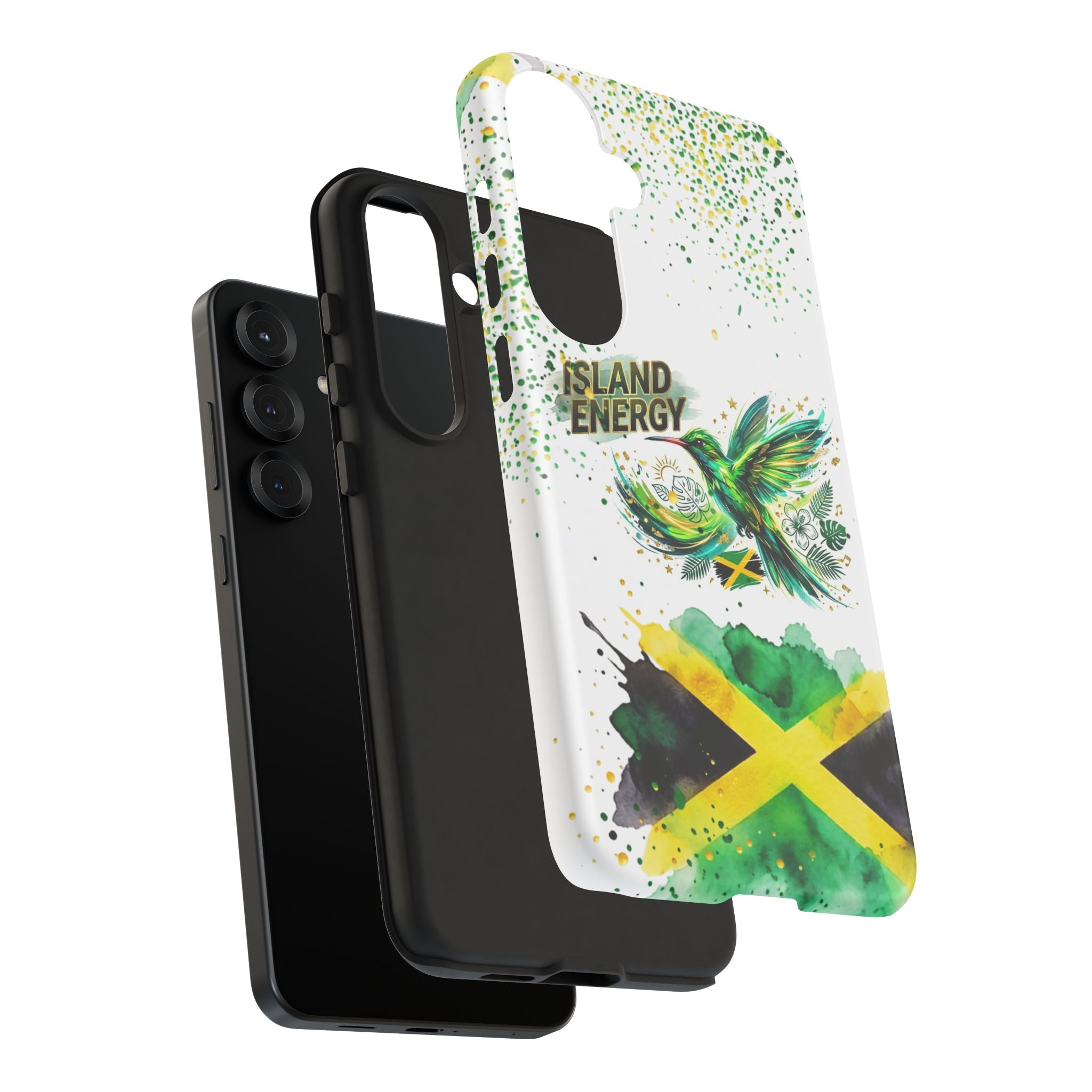 Island Energy Tough Phone Case — Colorful Hummingbird & Tropical Sunset Protective Cover