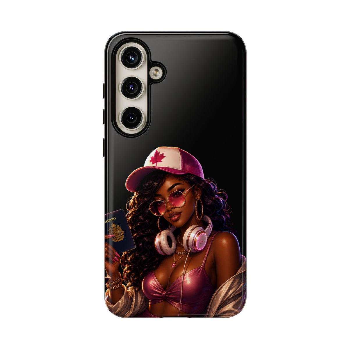 Phone Case - Cool Urban Woman with Headphones & Maple Hat