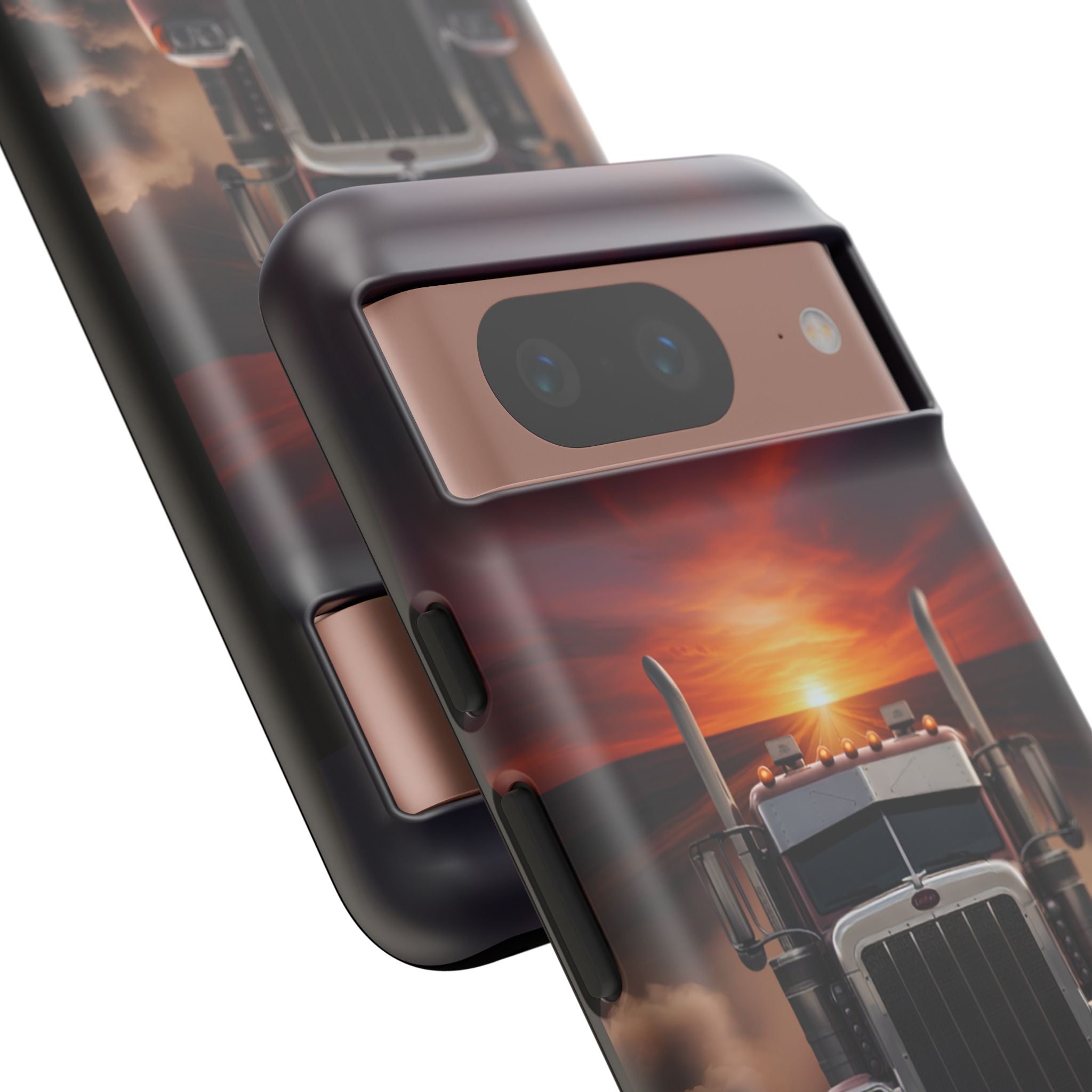 Truck Phone Case — "No Roads. No Limits." Sunset Semi Truck Protective Case
