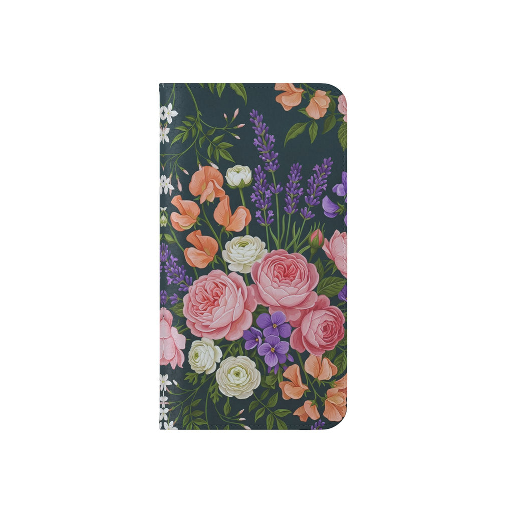 Floral Flip Phone Case -Wallet Cover with Card Slots