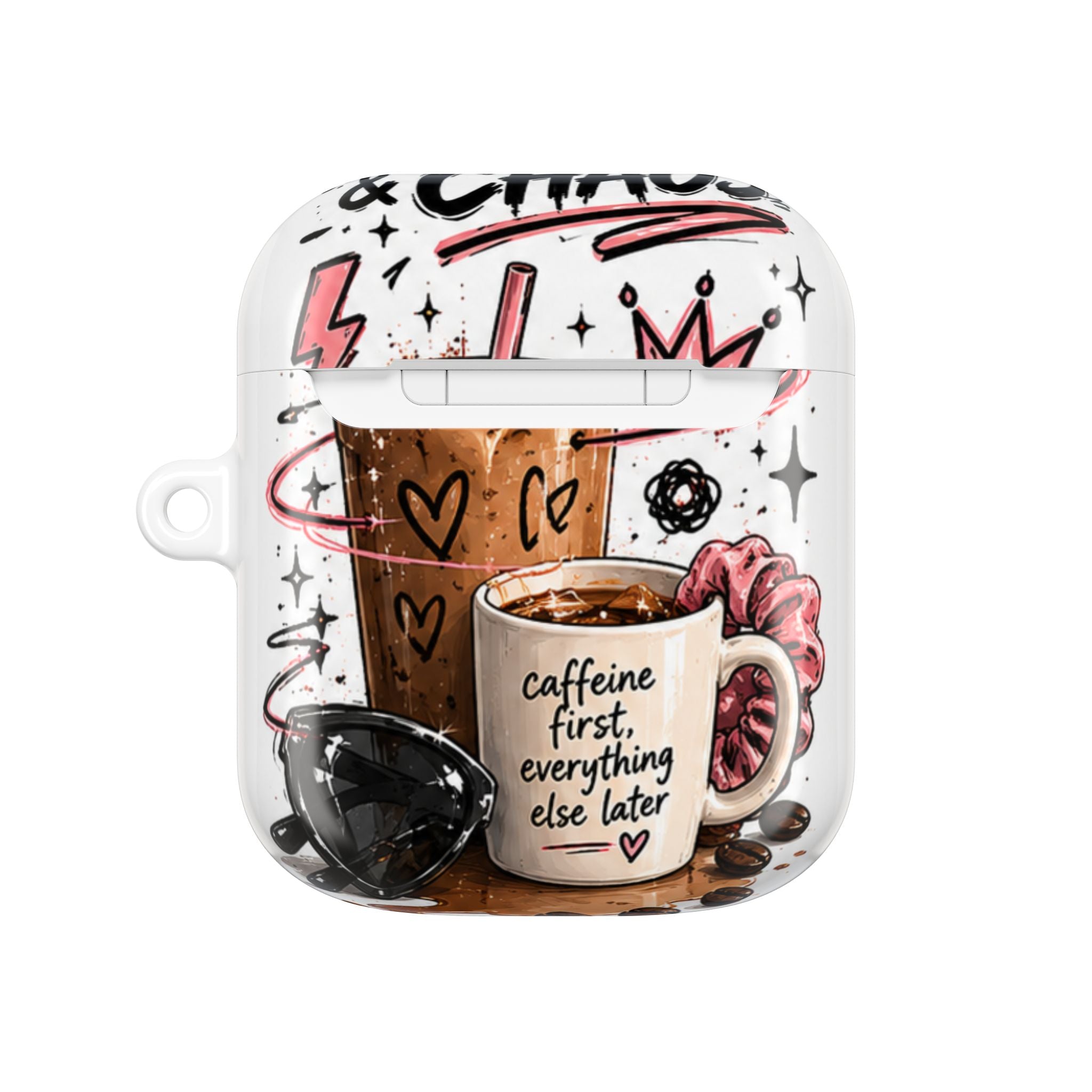 Coffee Lover AirPod Case — “Caffeine First, Everything Else Later” Protective Case