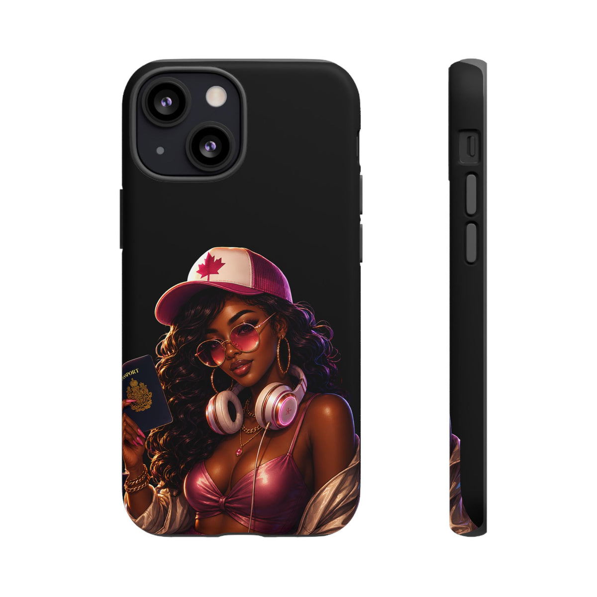 Phone Case - Cool Urban Woman with Headphones & Maple Hat
