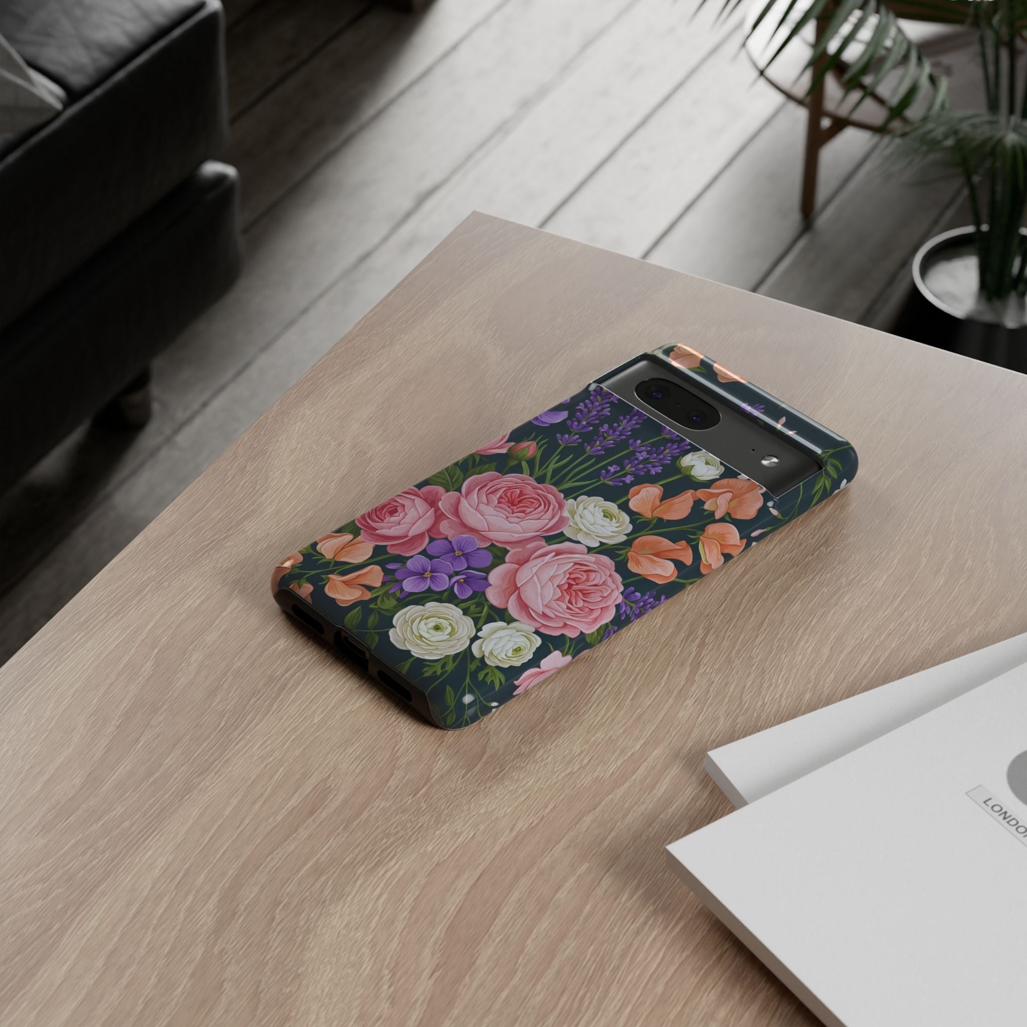 Floral Bouquet Phone Case — Vintage Roses & Lavender Protective Cover