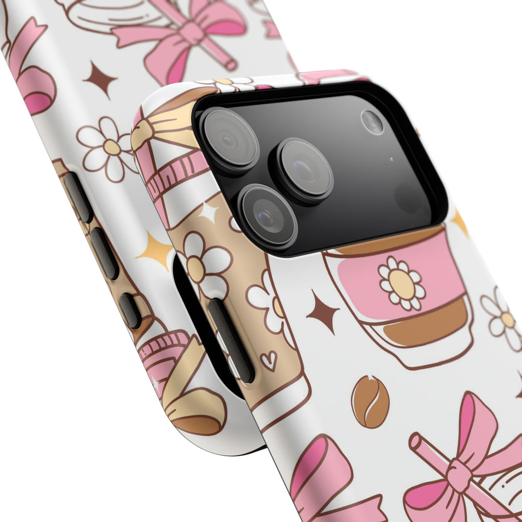 Cute Pink Coffee & Latte Pattern Impact Phone Case