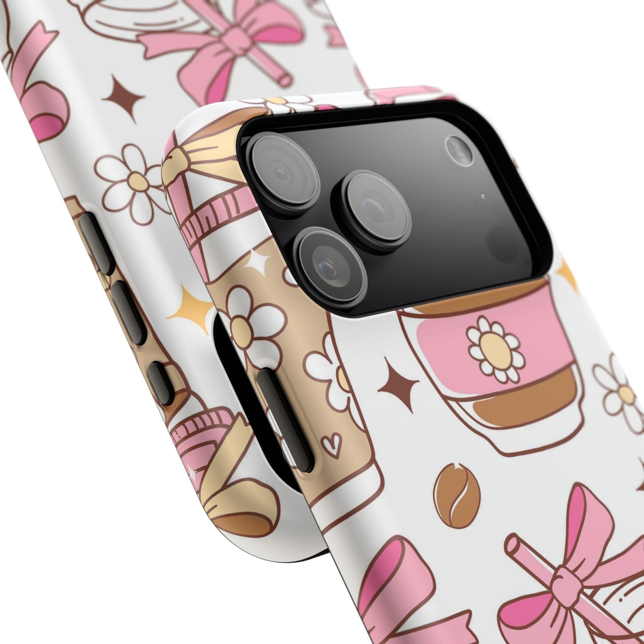 Cute Pink Coffee & Latte Pattern Impact Phone Case