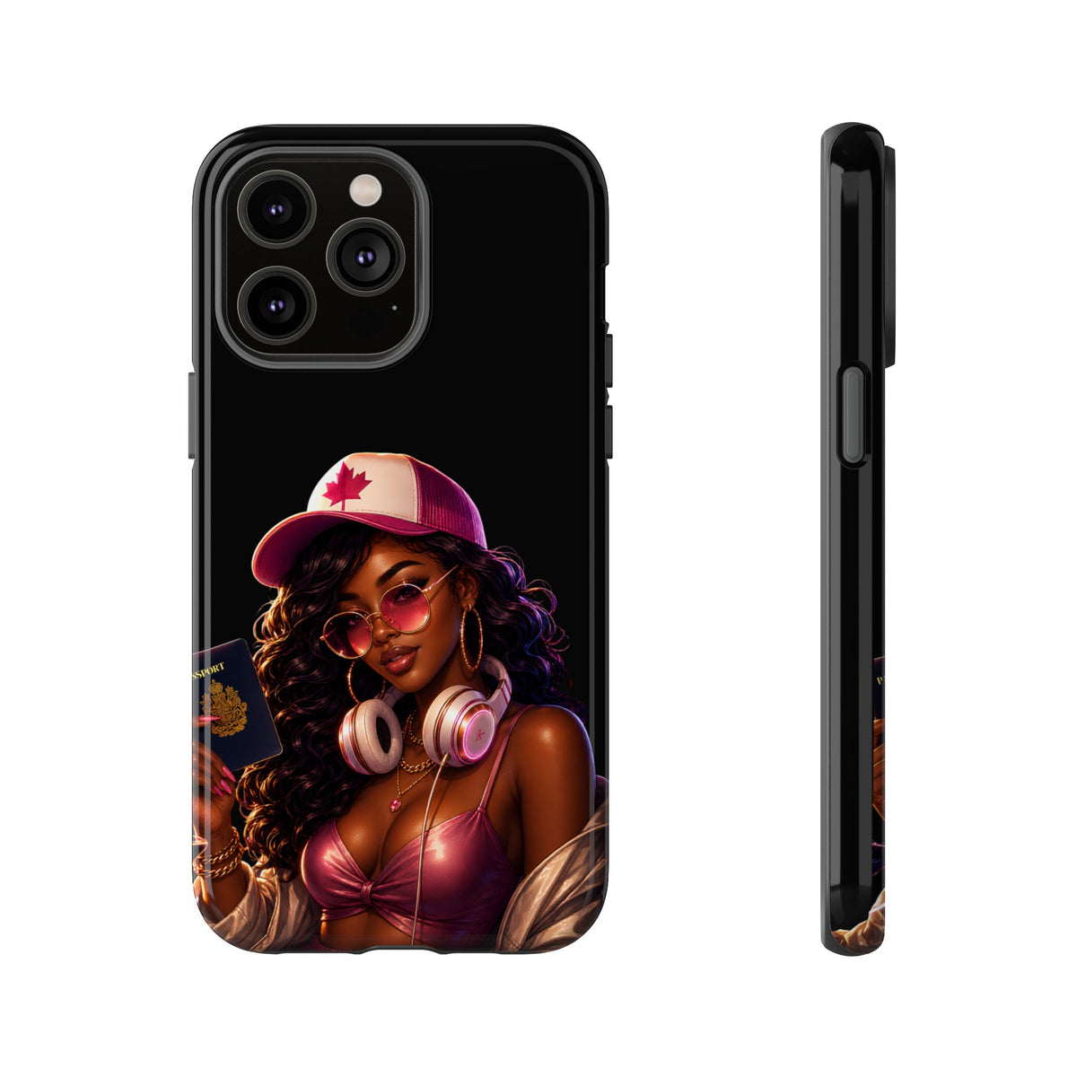 Phone Case - Cool Urban Woman with Headphones & Maple Hat