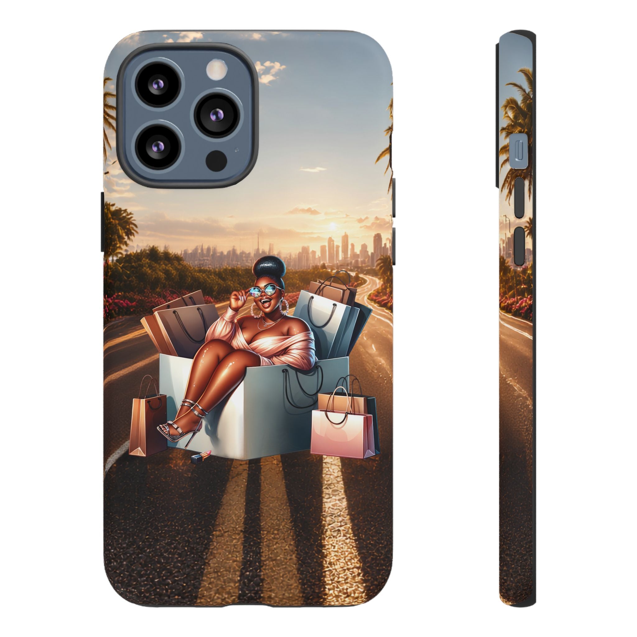 Phone Case — Chic Shopper Illustration on Cloud Background