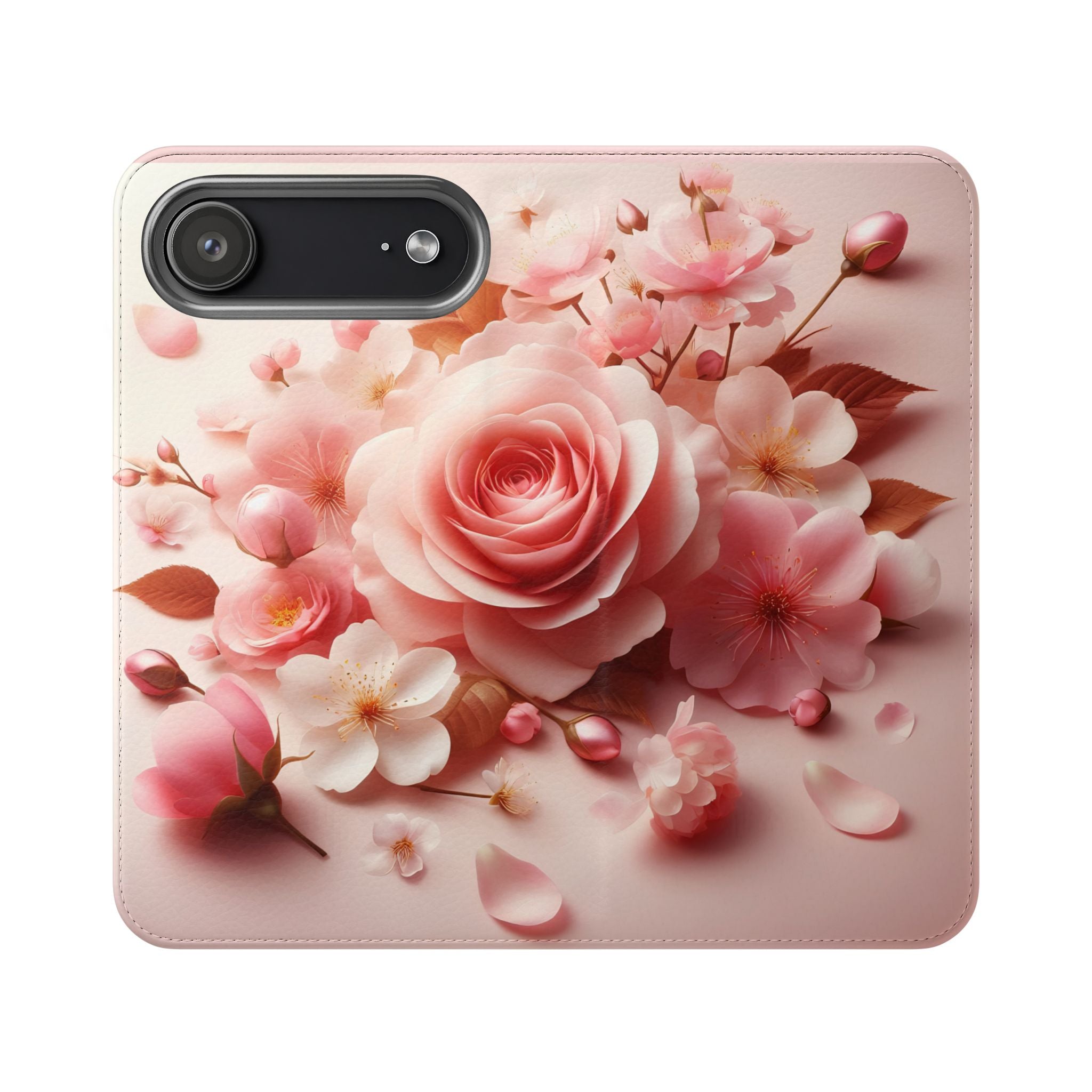 Floral Rose Flip Case — Pink Blossom Wallet Phone Cover