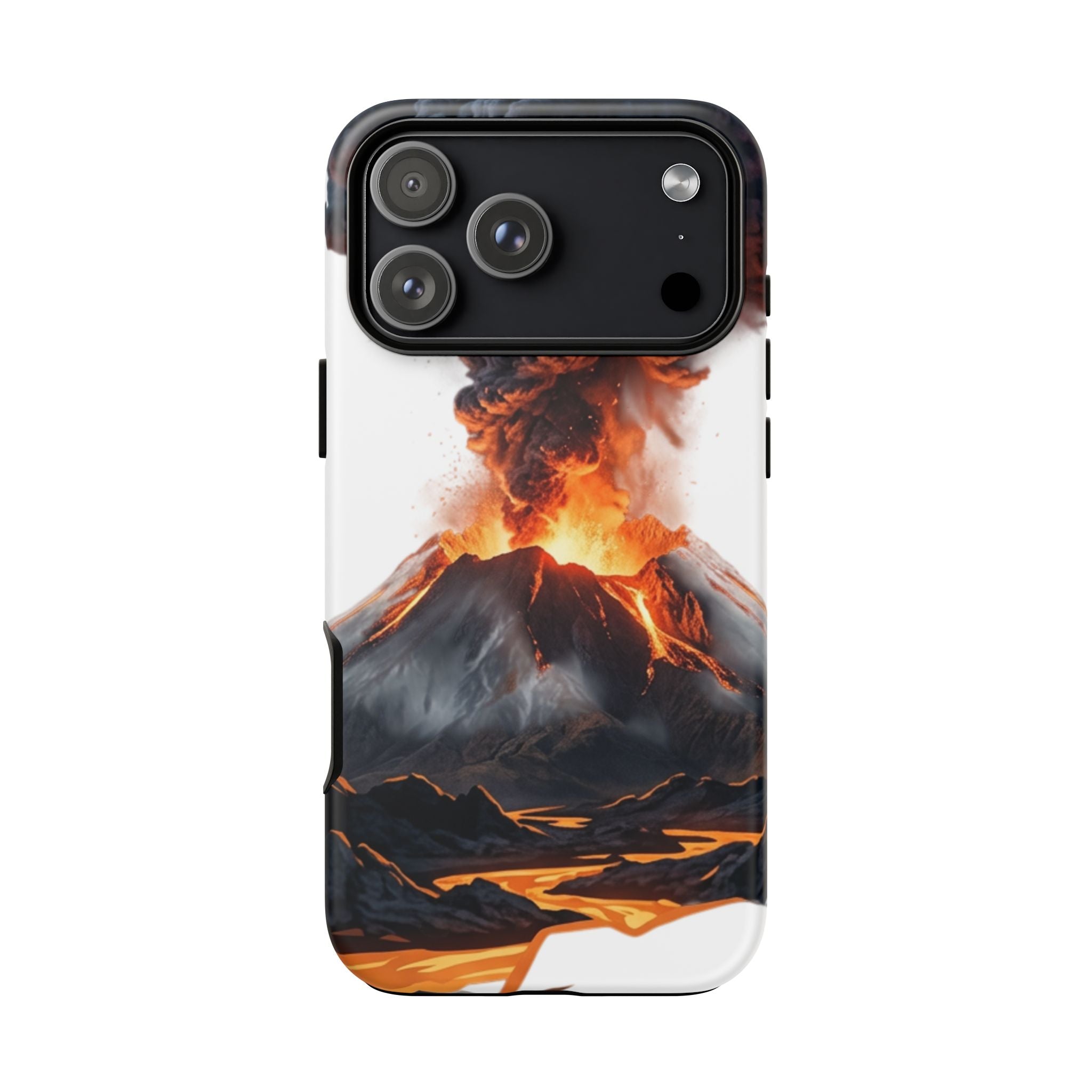 Volcano Eruption Tough Phone Case — Fiery Lava Protective Cover