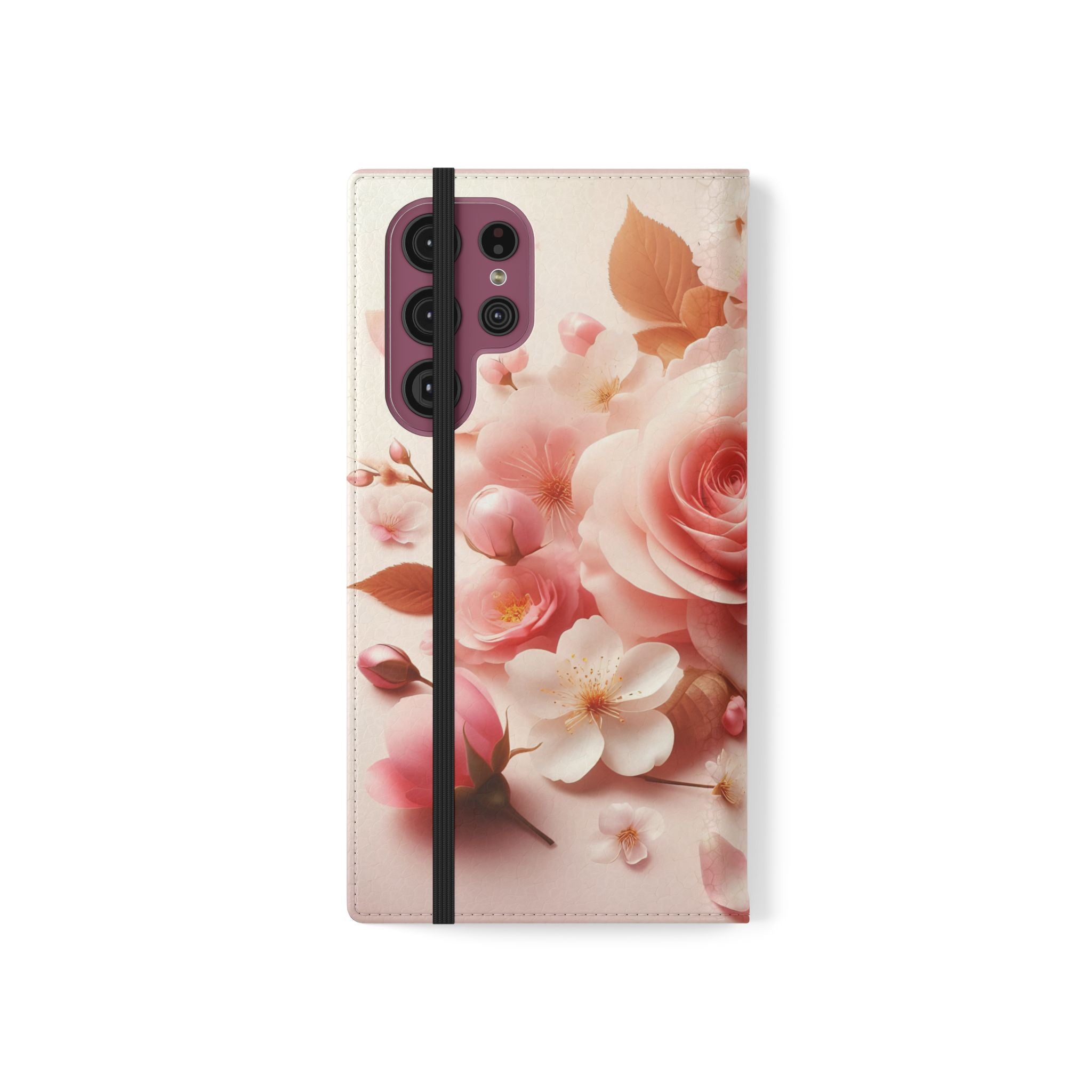 Floral Rose Flip Case — Pink Blossom Wallet Phone Cover