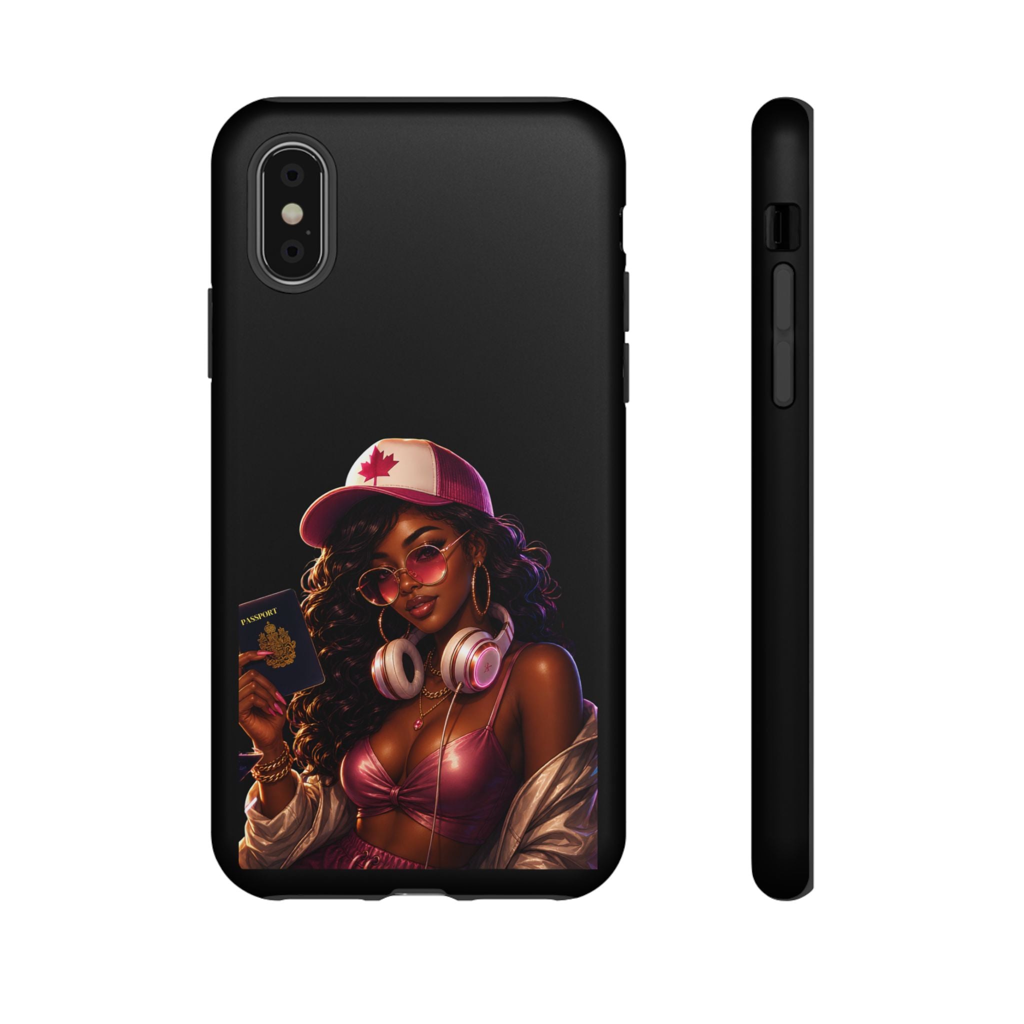 Phone Case — Stylish Urban Woman Design with Maple Cap