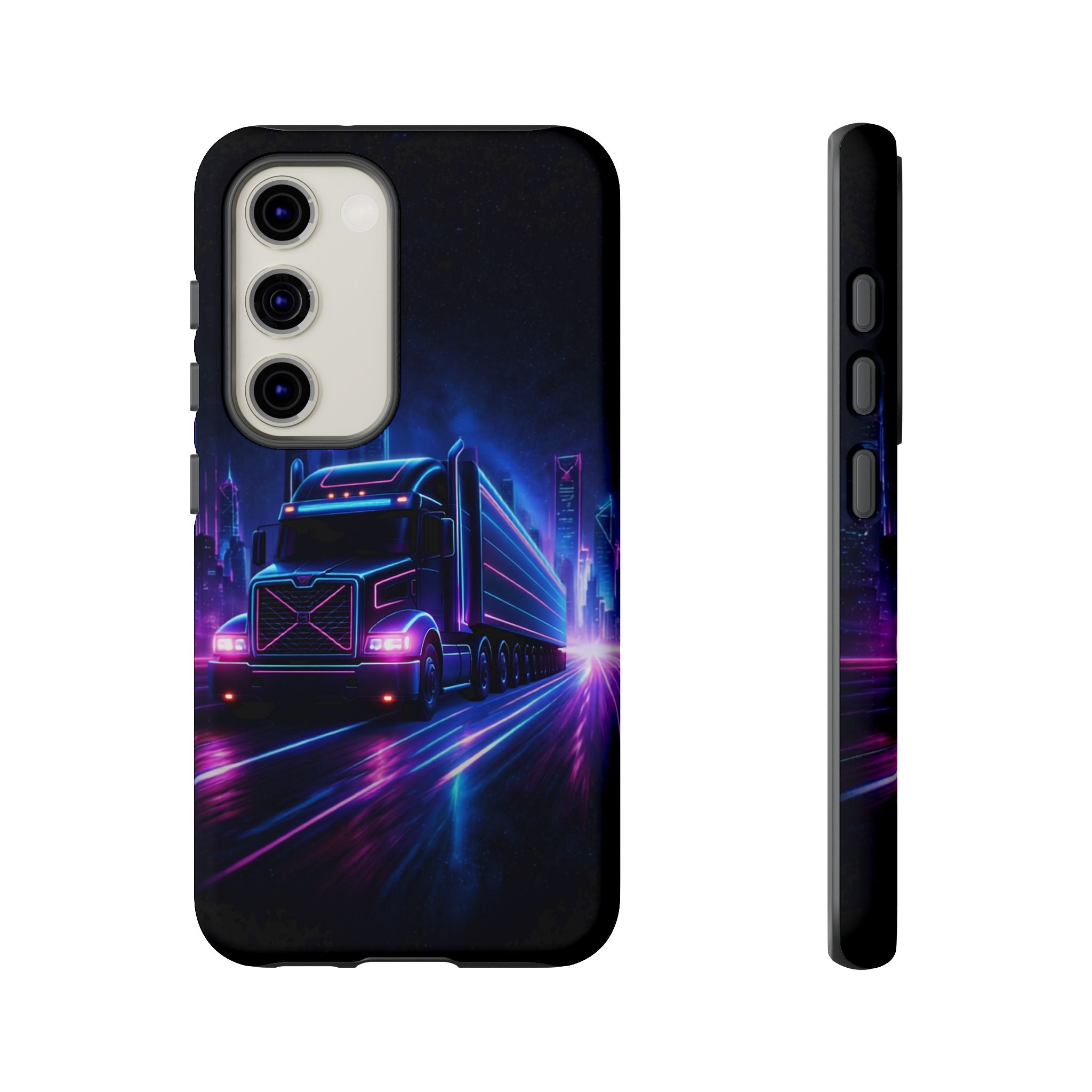 Neon Retro Rig Phone Case — Trucker Semi Truck Nightscape Protective Case