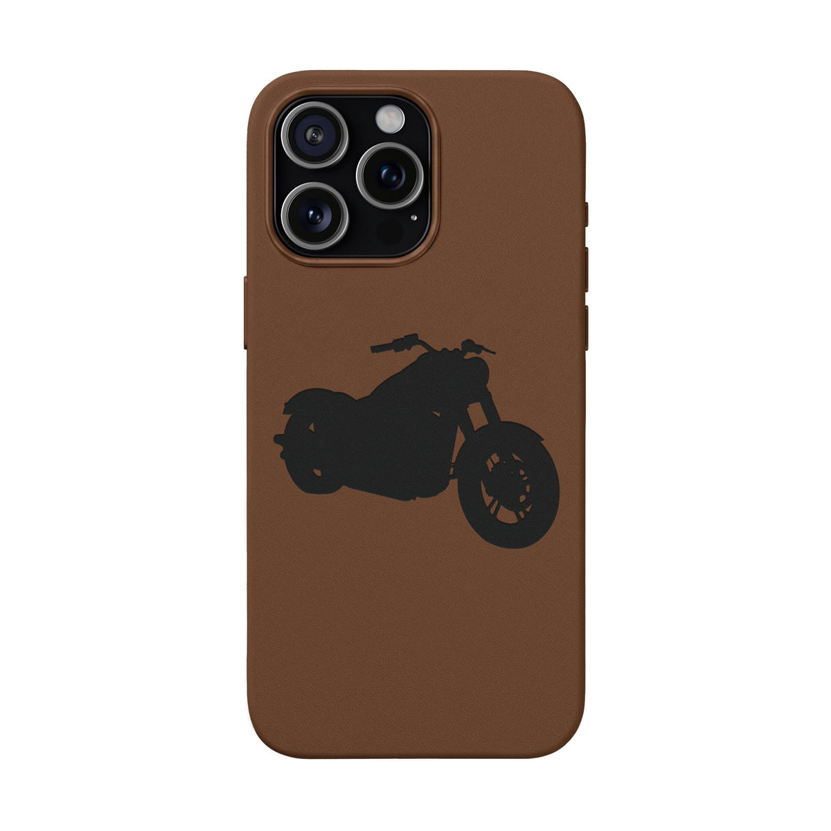 Engraved PU Leather Phone Case — Motorcycle Silhouette