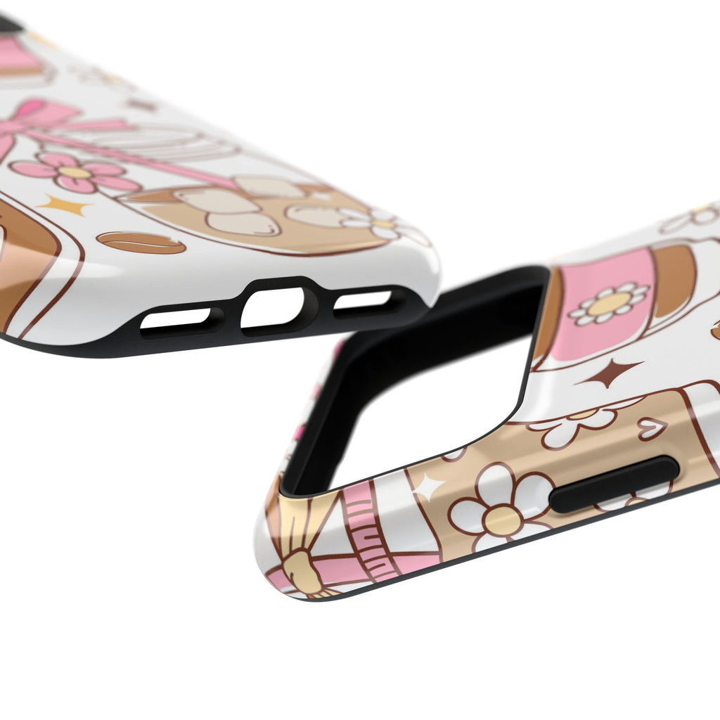 Cute Pink Coffee & Latte Pattern Impact Phone Case