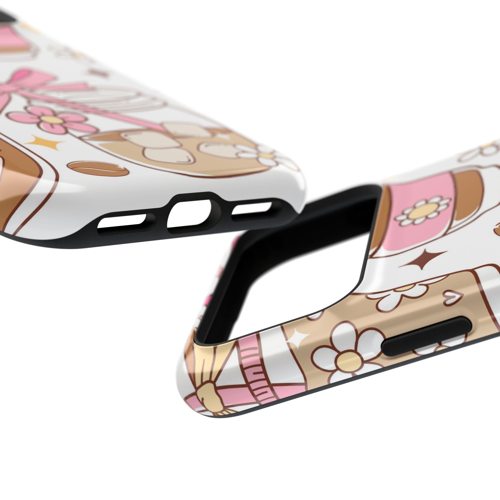 Cute Pink Coffee & Latte Pattern Impact Phone Case