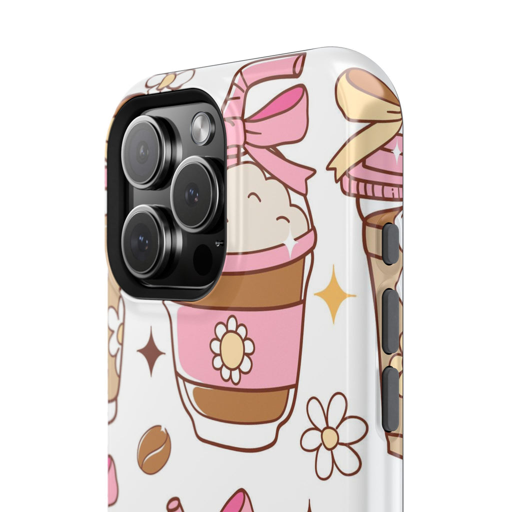 Cute Pink Coffee & Latte Pattern Impact Phone Case