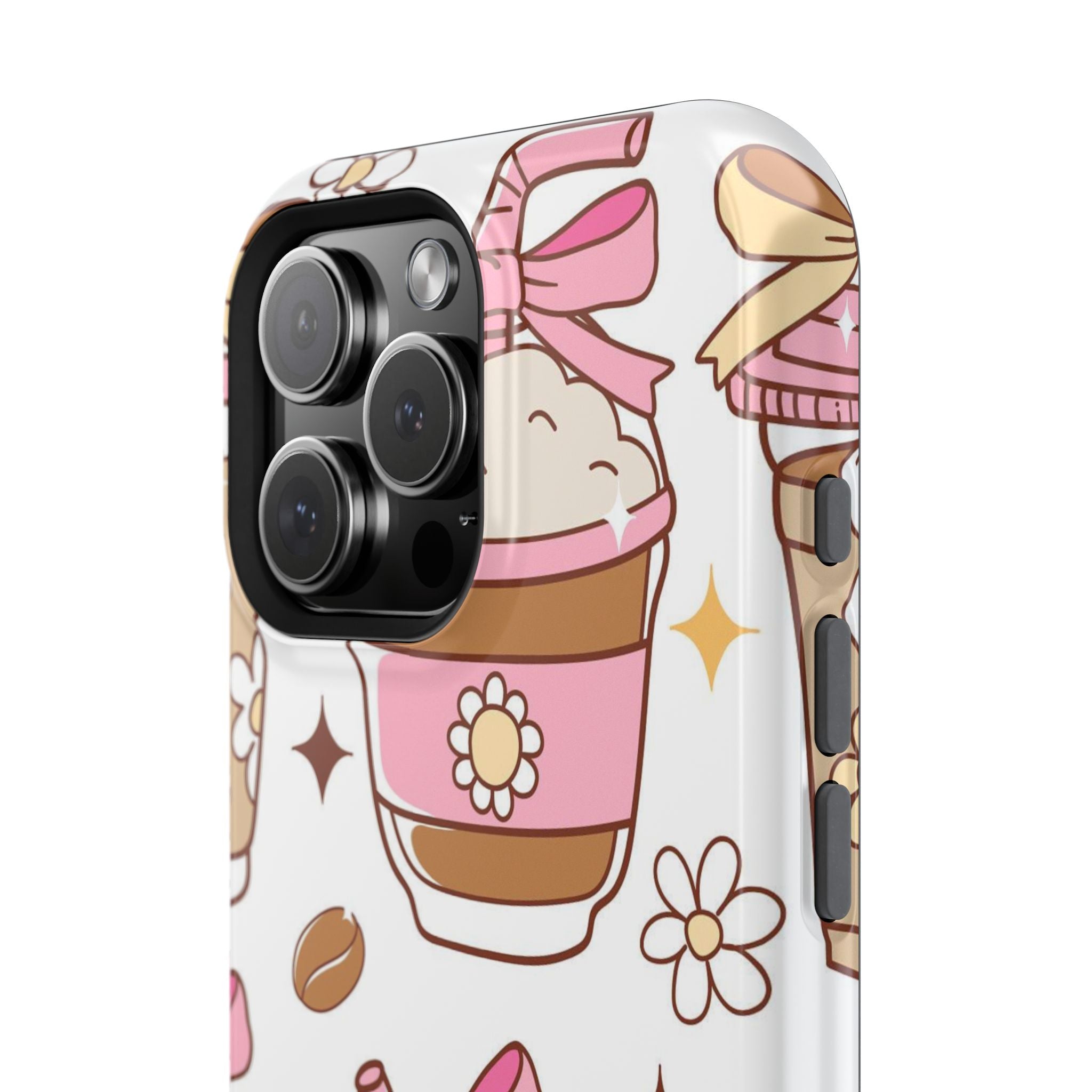 Cute Pink Coffee & Latte Pattern Impact Phone Case