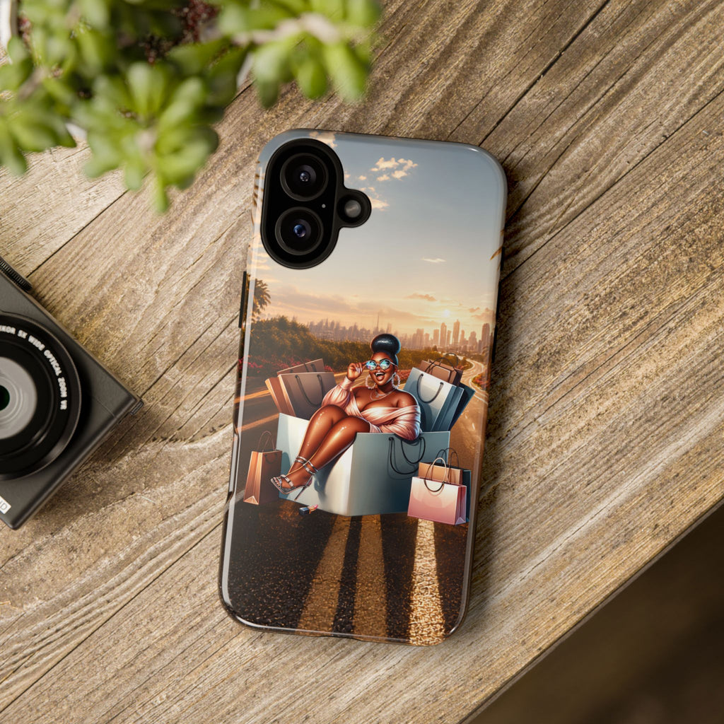 Phone Case — Chic Shopper Illustration on Cloud Background