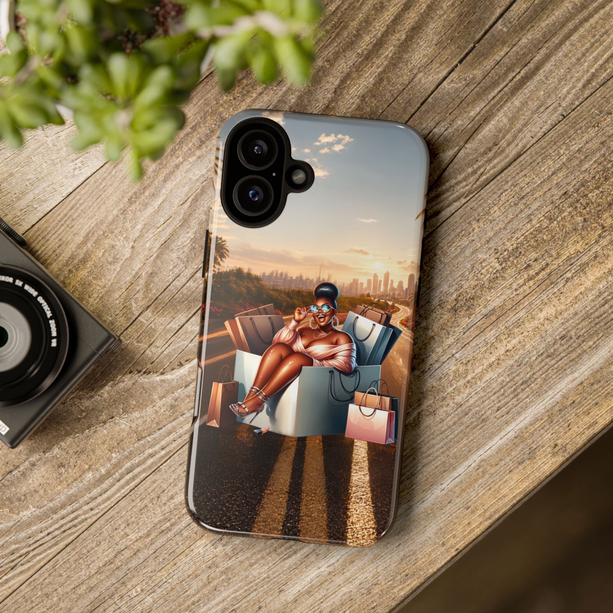 Phone Case — Chic Shopper Illustration on Cloud Background