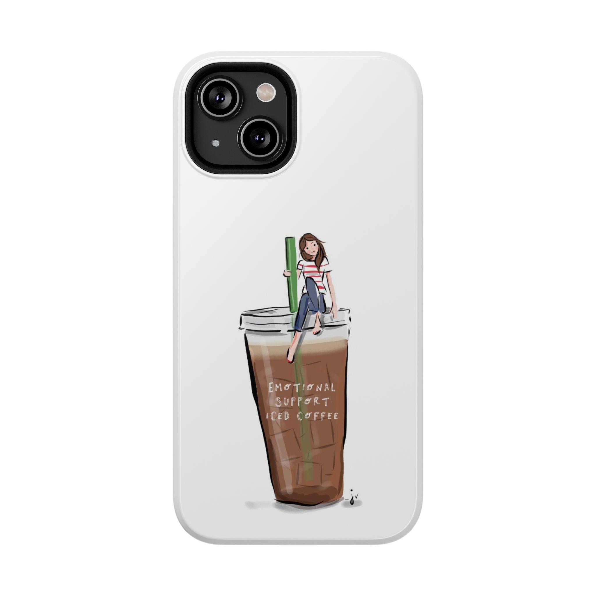 Iced Coffee & Me Phone Case — Cute Illustration 'Emotional Support Iced Coffee' Impact-Resistant Case