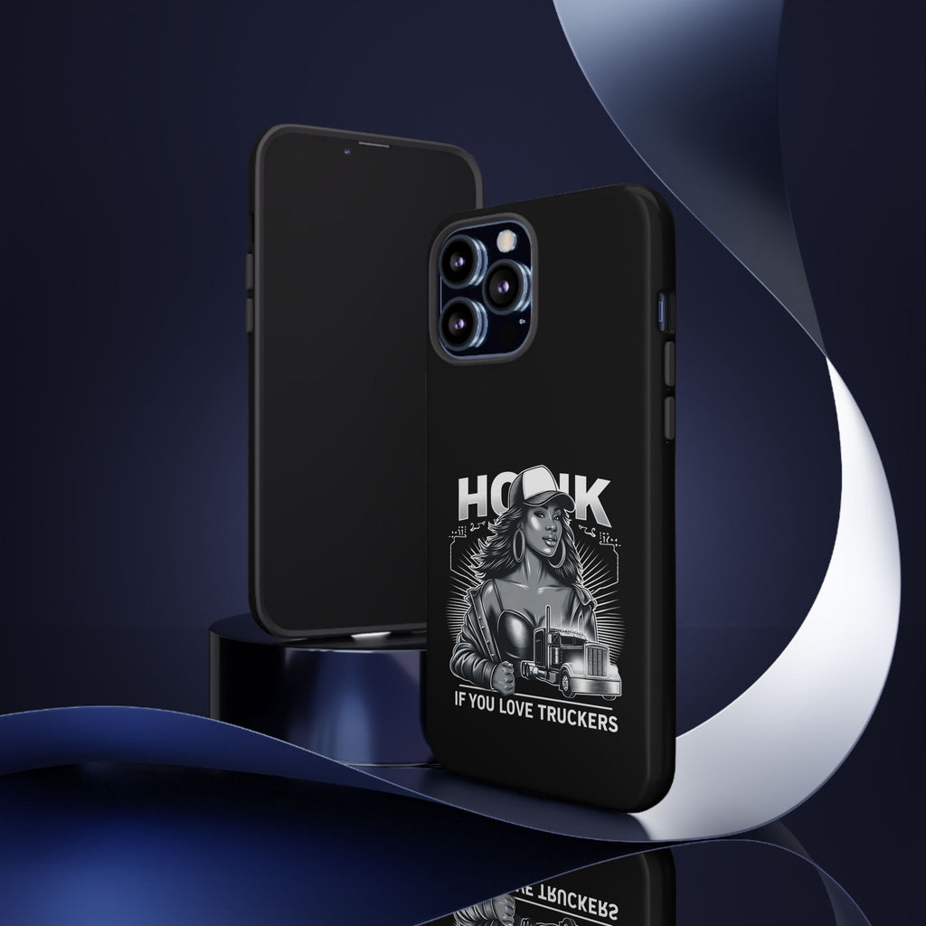 Phone Case — 'Honk' Trucker Girl Retro Semi Truck Protective Case