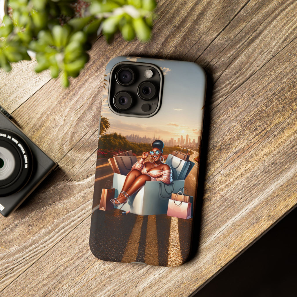 Phone Case — Chic Shopper Illustration on Cloud Background
