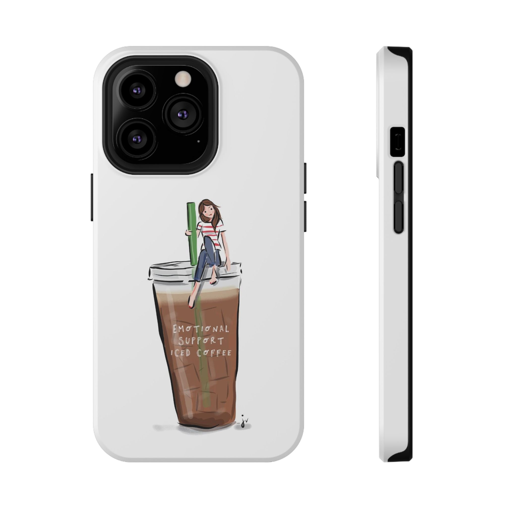 Iced Coffee & Me Phone Case — Cute Illustration 'Emotional Support Iced Coffee' Impact-Resistant Case