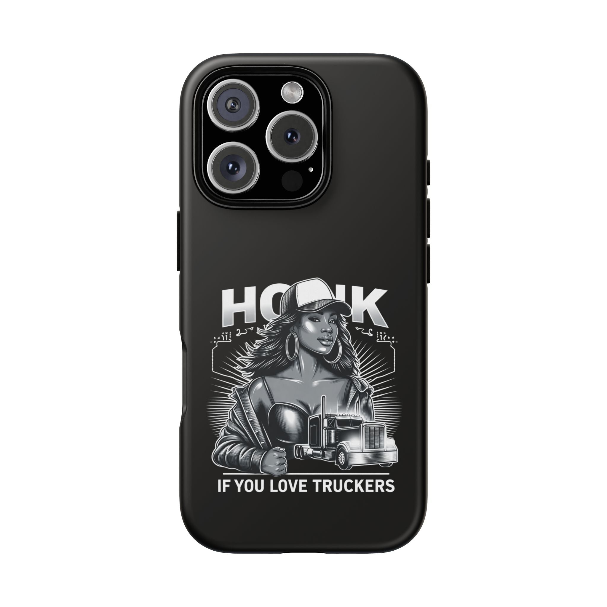 Phone Case — 'Honk' Trucker Girl Retro Semi Truck Protective Case