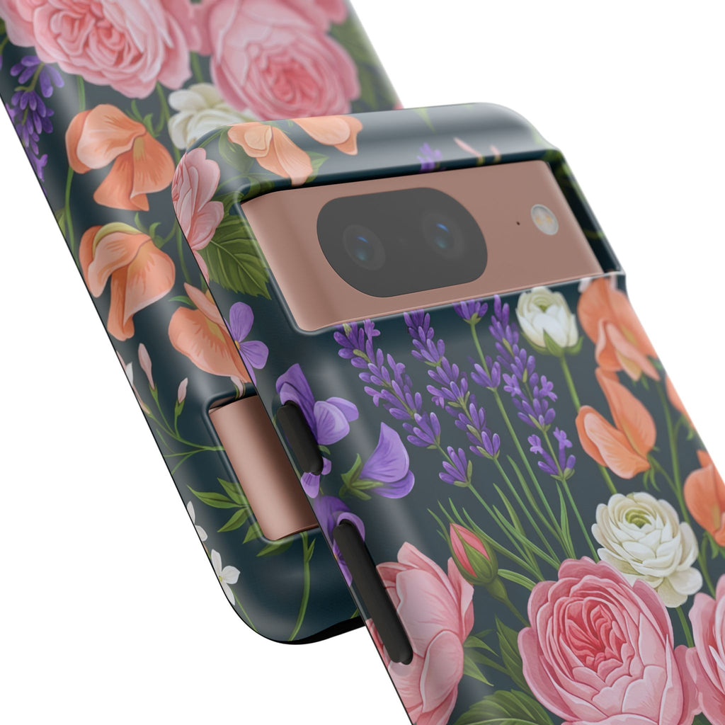 Floral Bouquet Phone Case — Vintage Roses & Lavender Protective Cover