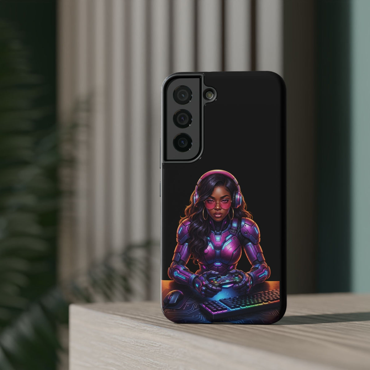 Gamer Girl Cyber Armor Phone Case — Impact‑Resistant Protective Cover