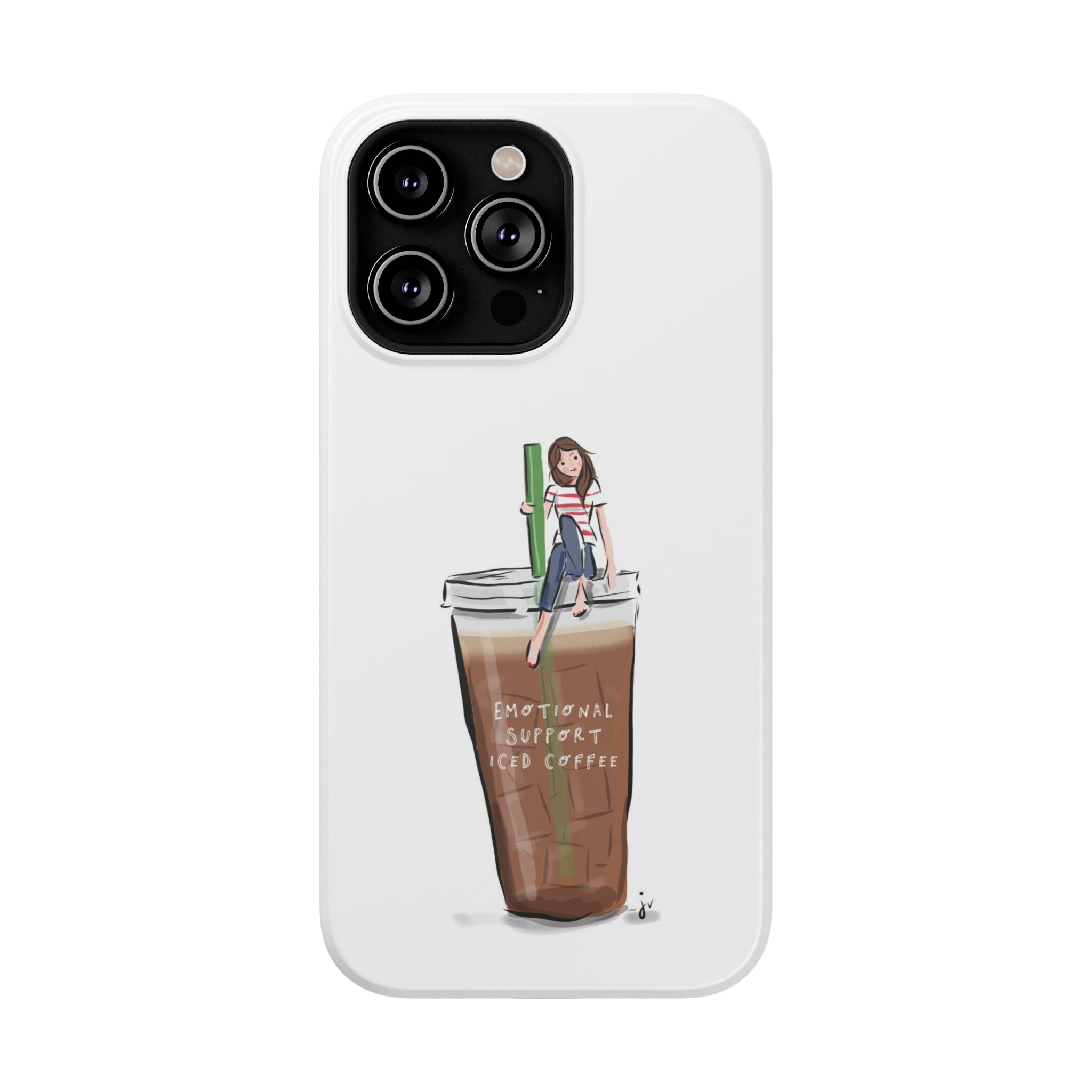 Iced Coffee & Me Phone Case — Cute Illustration 'Emotional Support Iced Coffee' Impact-Resistant Case