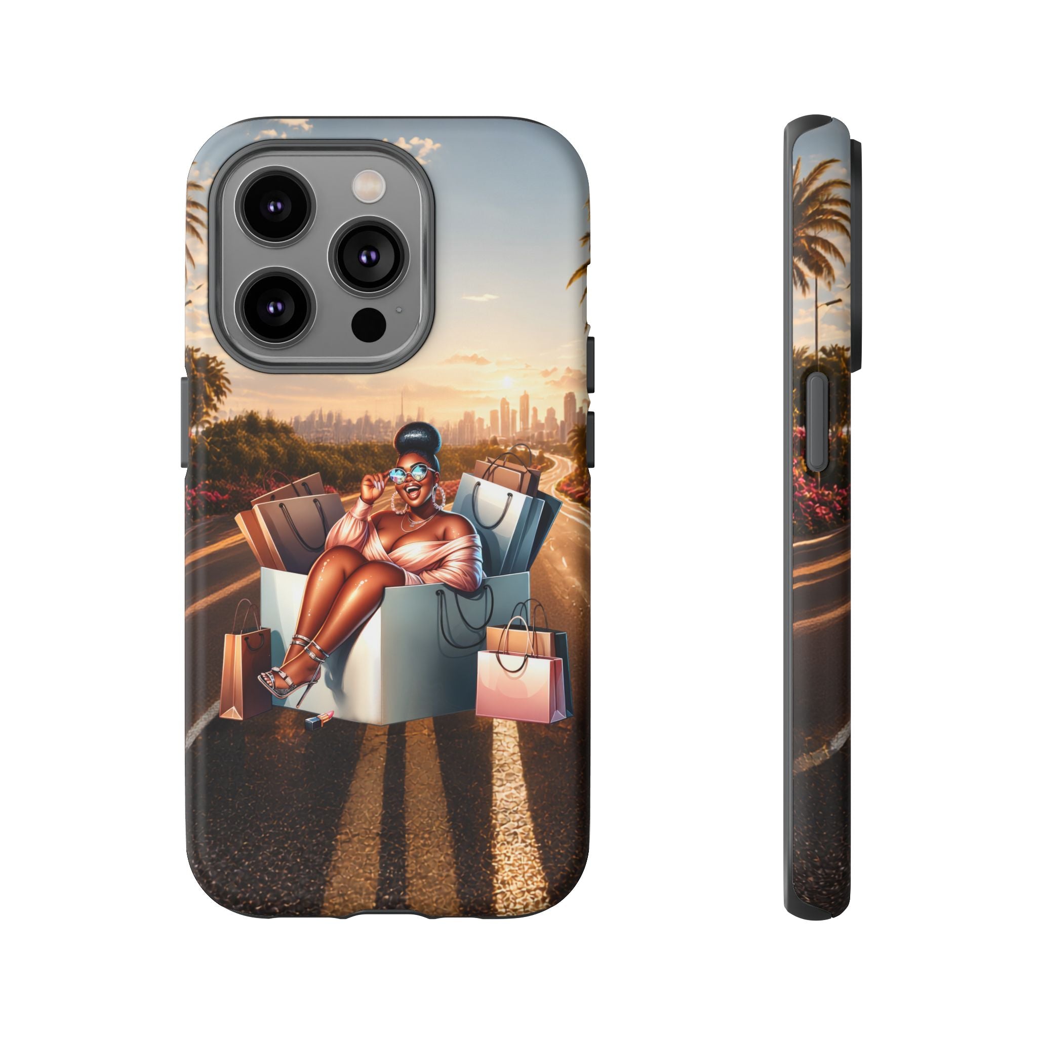 Phone Case — Chic Shopper Illustration on Cloud Background