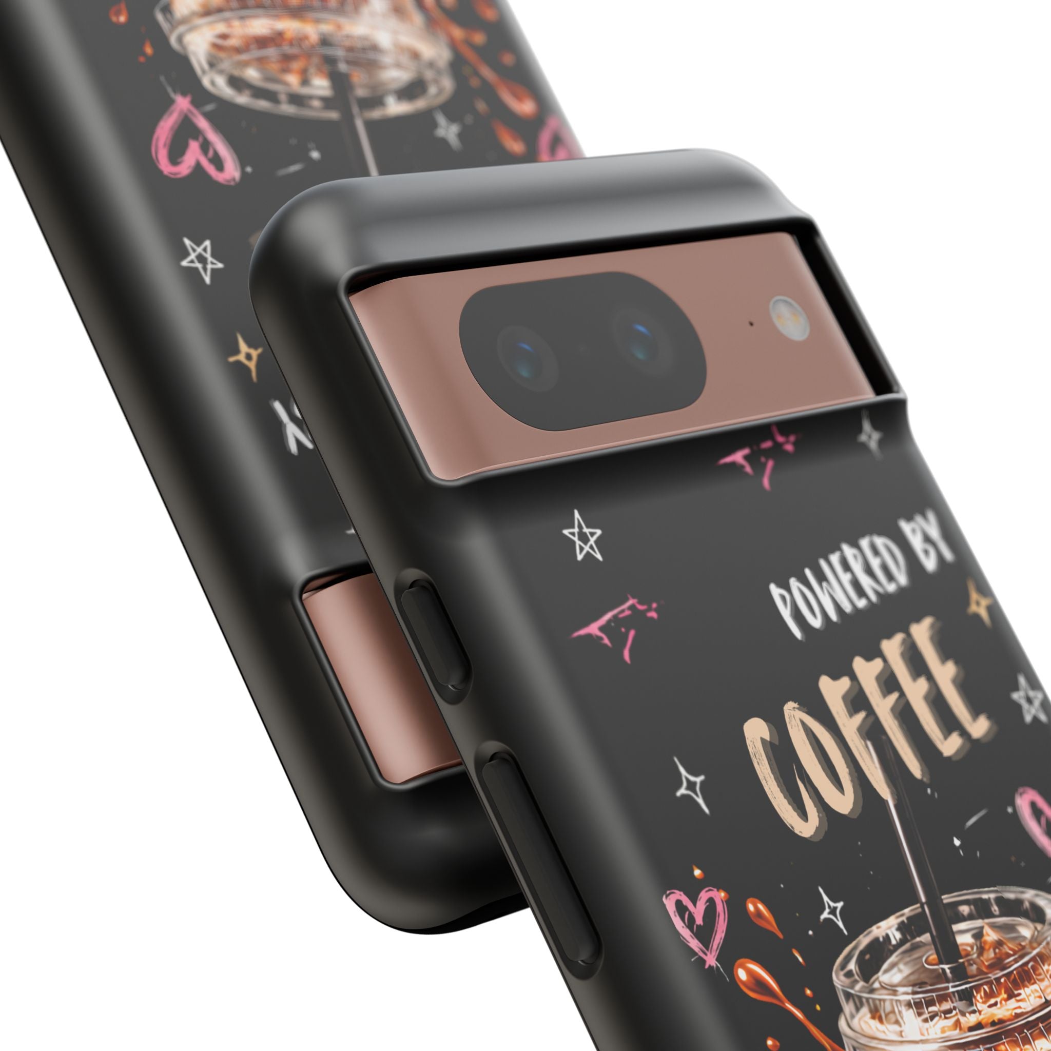 Phone Case — "Powered by Coffee & Chaos" Iced Coffee Protective Cover