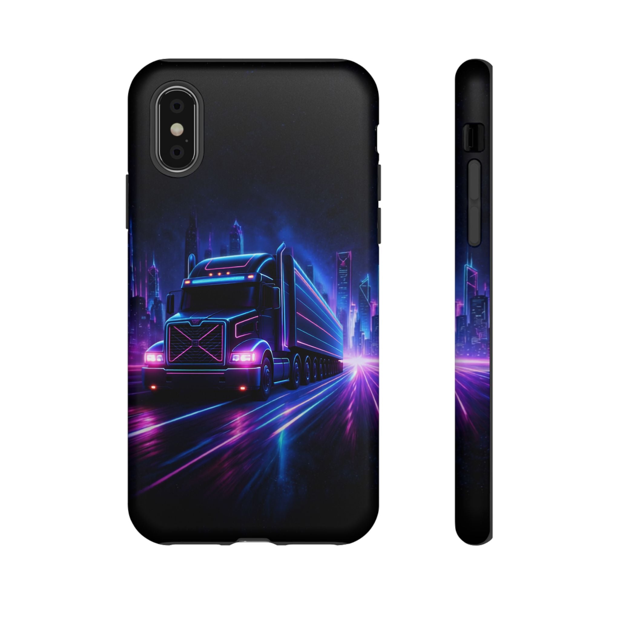 Neon Retro Rig Phone Case — Trucker Semi Truck Nightscape Protective Case