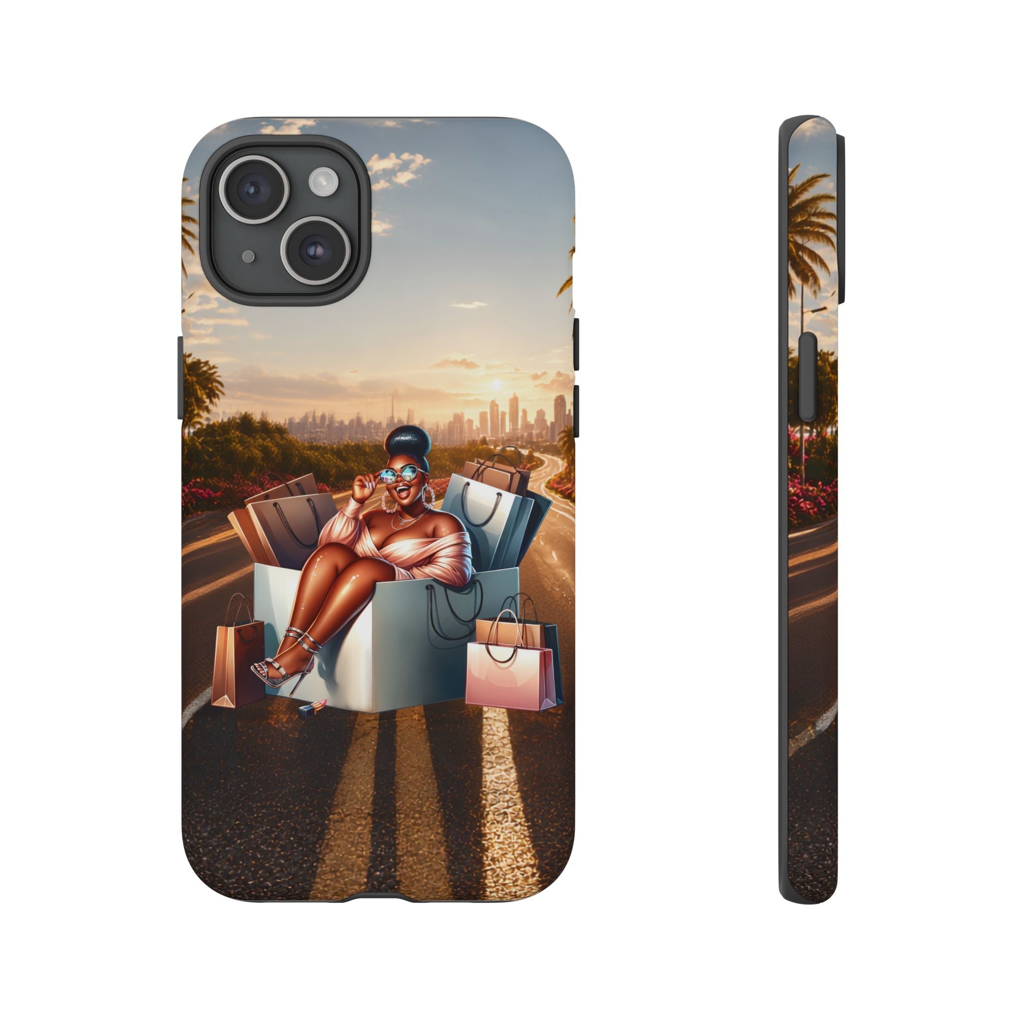 Phone Case — Chic Shopper Illustration on Cloud Background